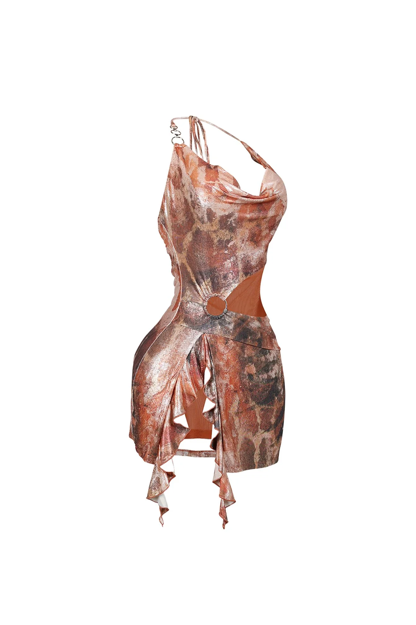 Electric Foil Tank O Ring Mini Dress - Image 4