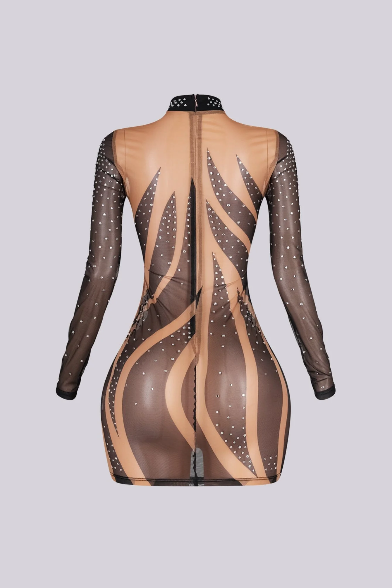 Elira Long Sleeve Rhinestone Mesh Dress - Image 5
