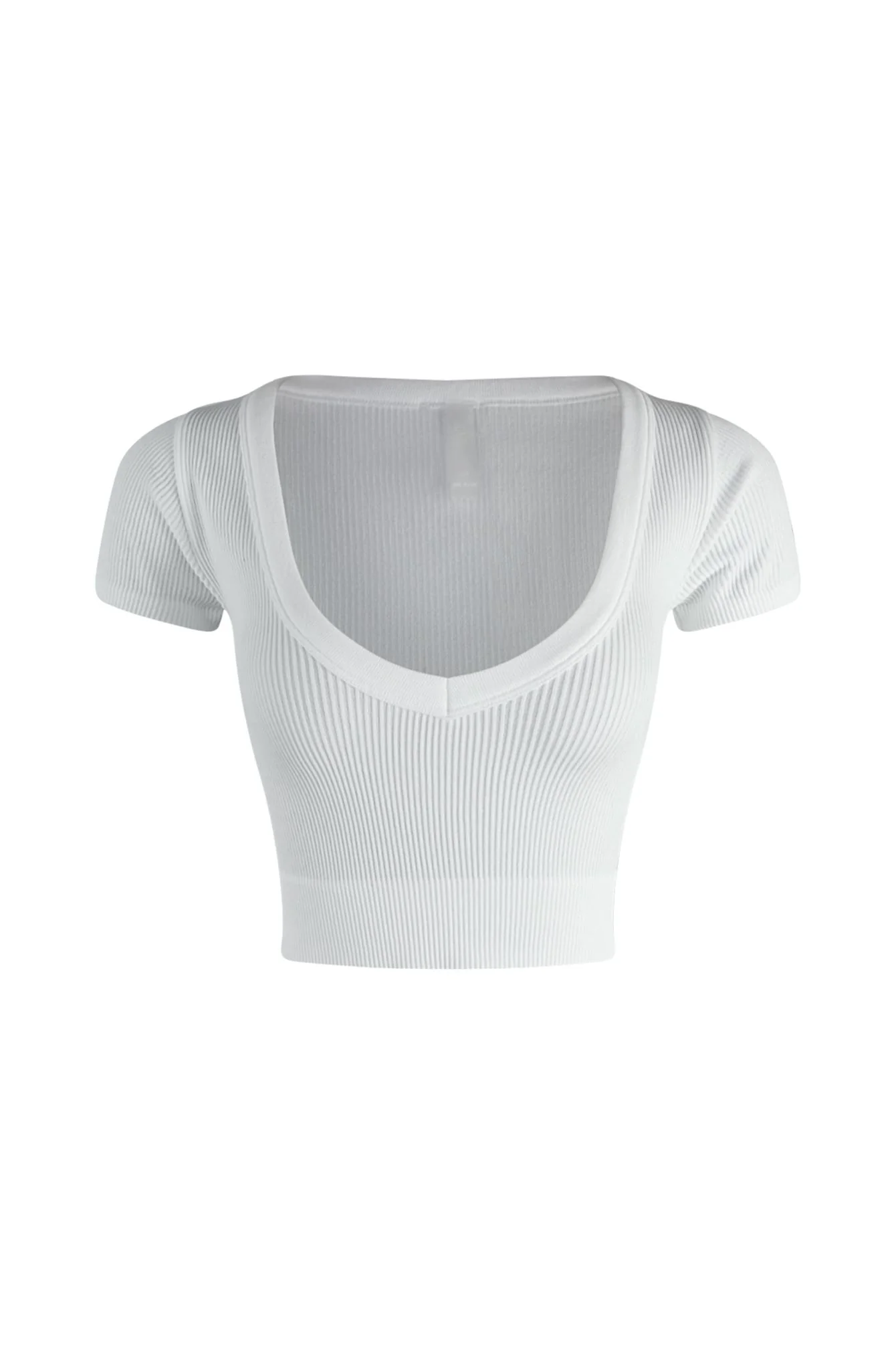 Elnora Ribbed V Neck Short Sleeve Top - Image 2