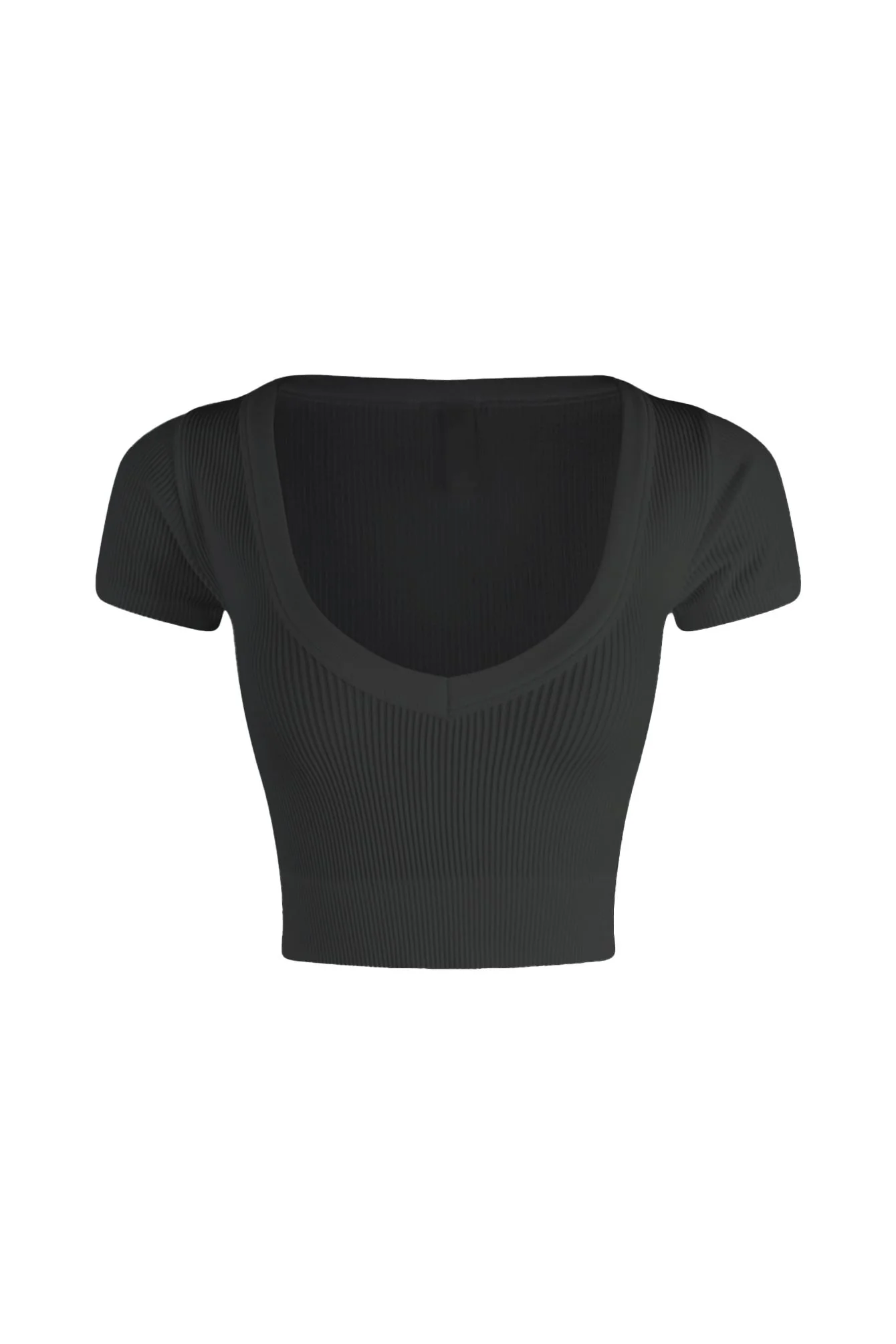 Elnora Ribbed V Neck Short Sleeve Top - Image 3