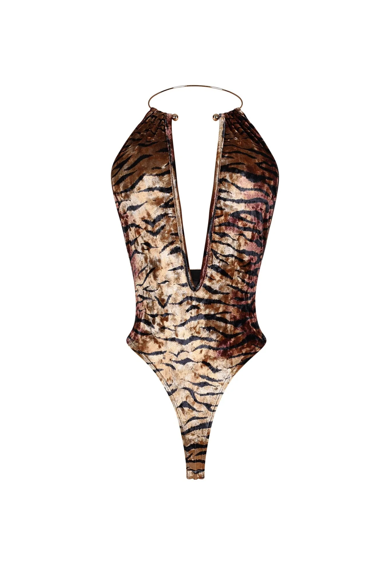 Emily Velvet Tiger Print Bodysuit - Image 3