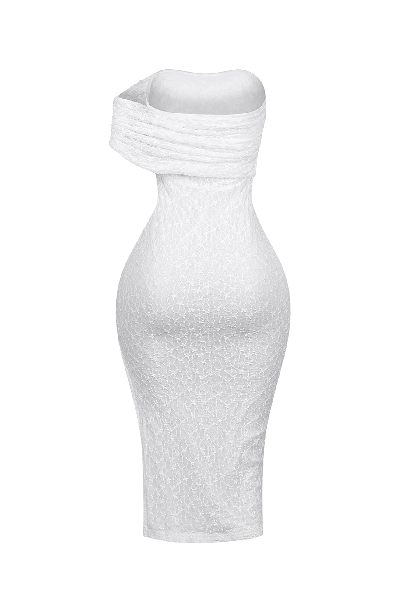 Emmalyn Mesh Lace Asymmetrical Midi Dress - Image 10