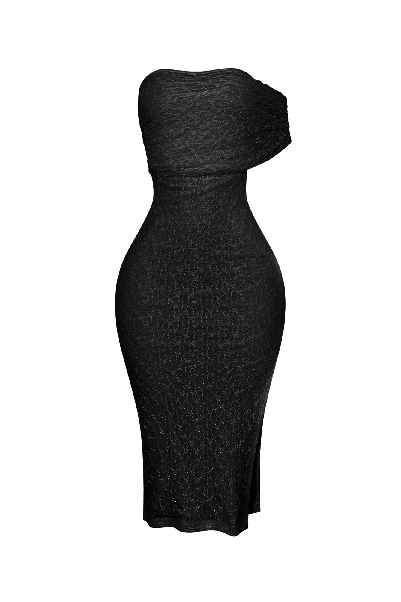 Emmalyn Mesh Lace Asymmetrical Midi Dress - Image 5