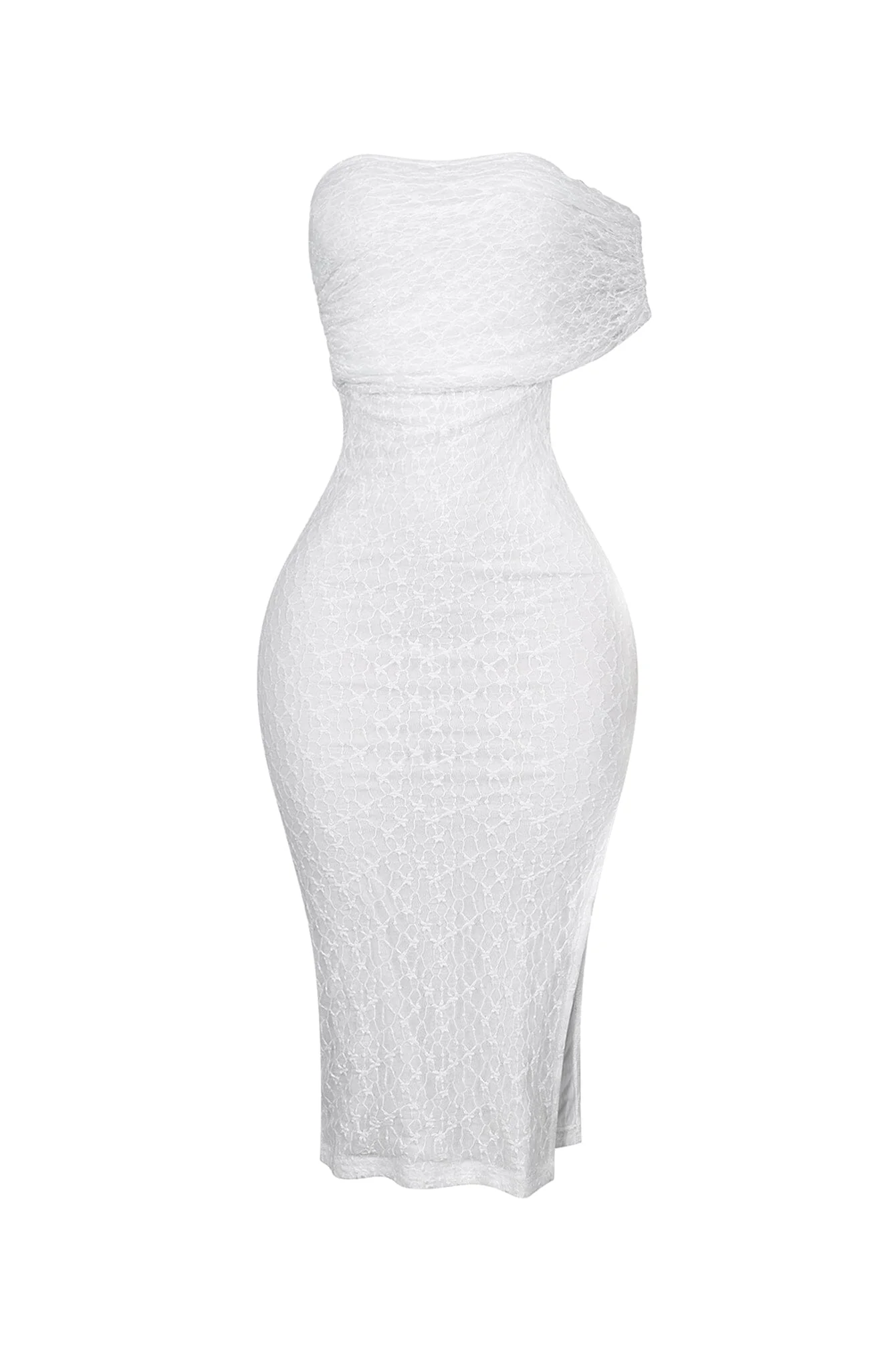 Emmalyn Mesh Lace Asymmetrical Midi Dress - Image 6