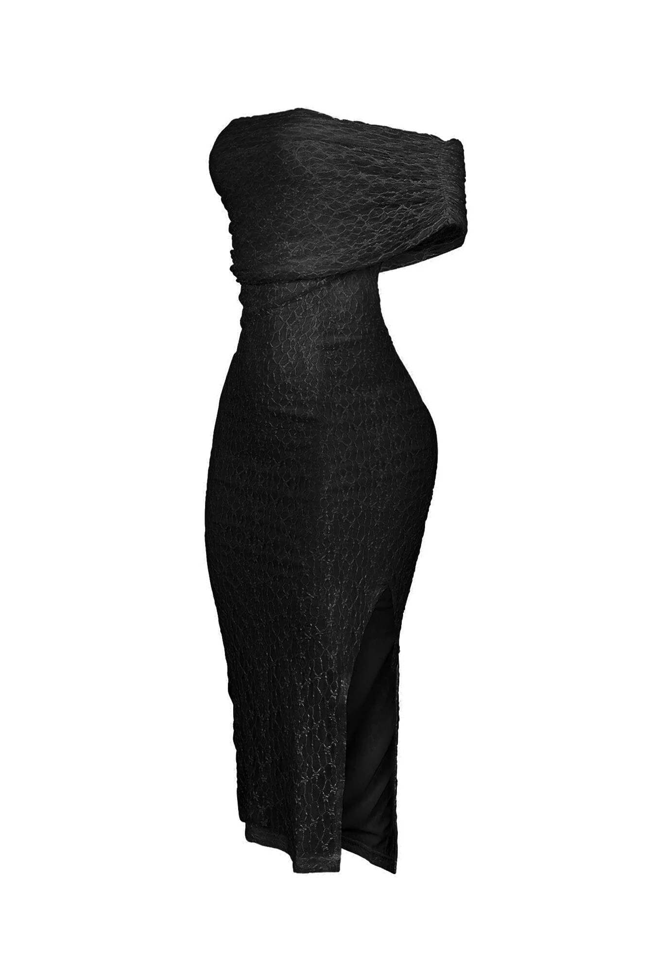 Emmalyn Mesh Lace Asymmetrical Midi Dress - Image 7