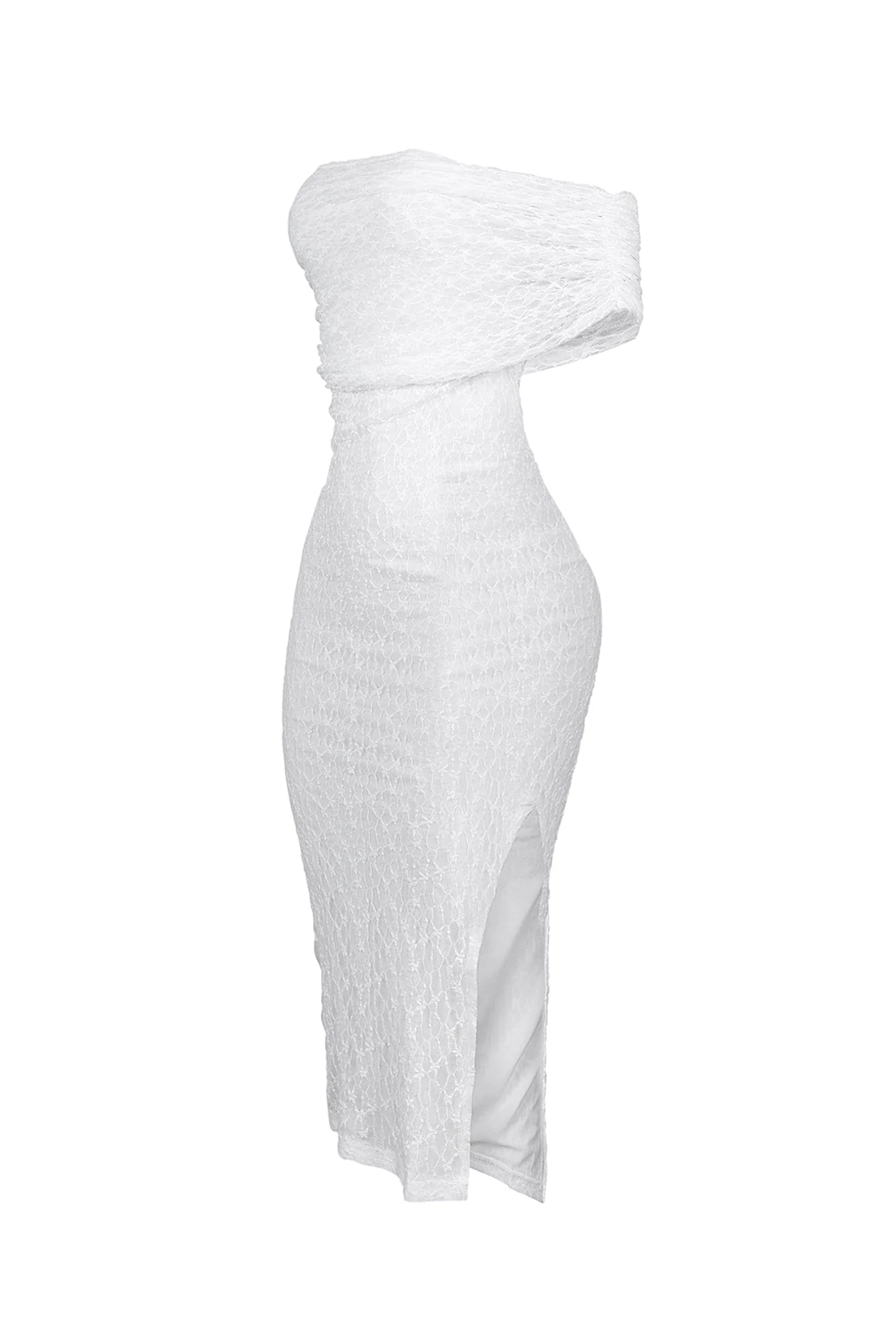 Emmalyn Mesh Lace Asymmetrical Midi Dress - Image 8