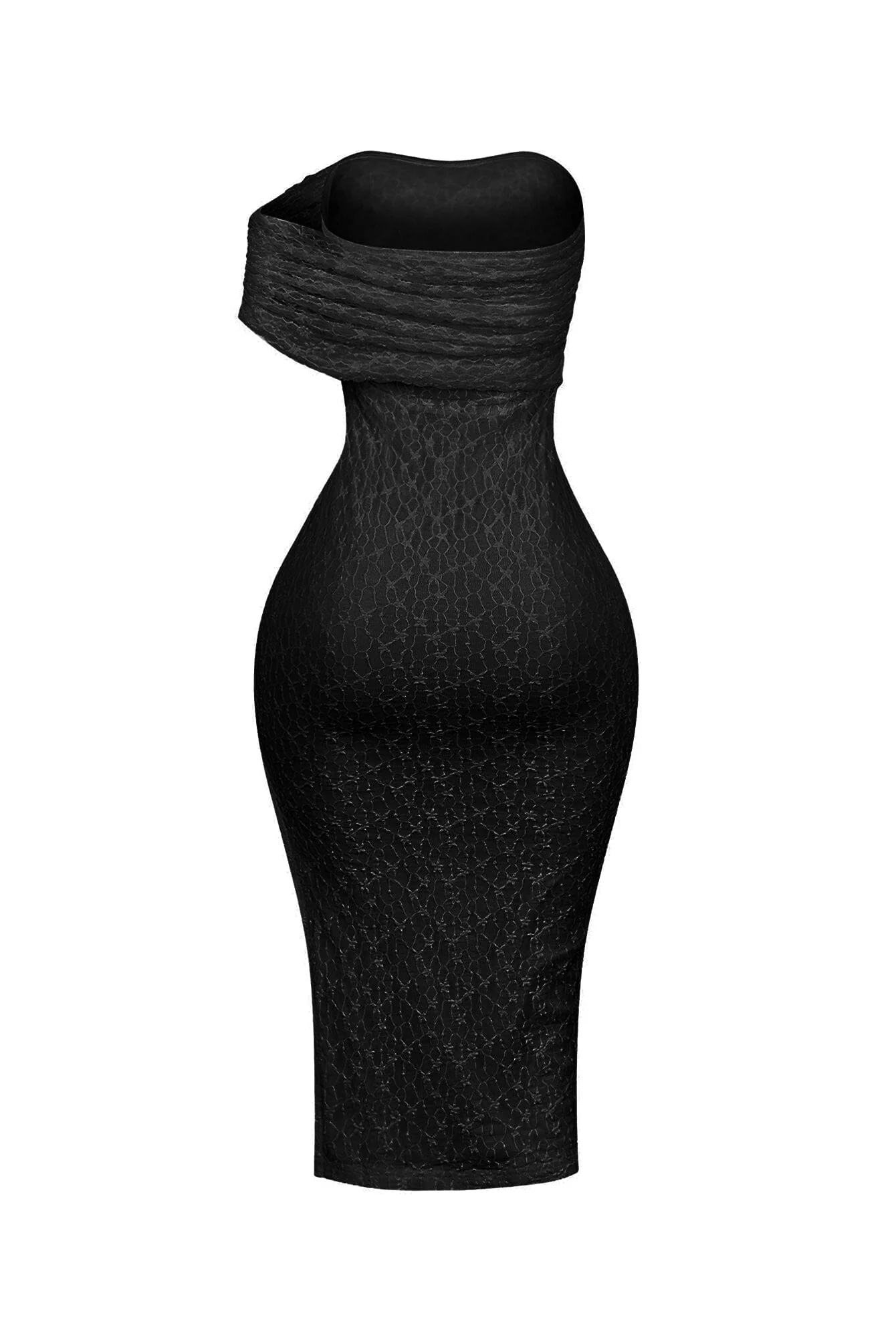 Emmalyn Mesh Lace Asymmetrical Midi Dress - Image 9