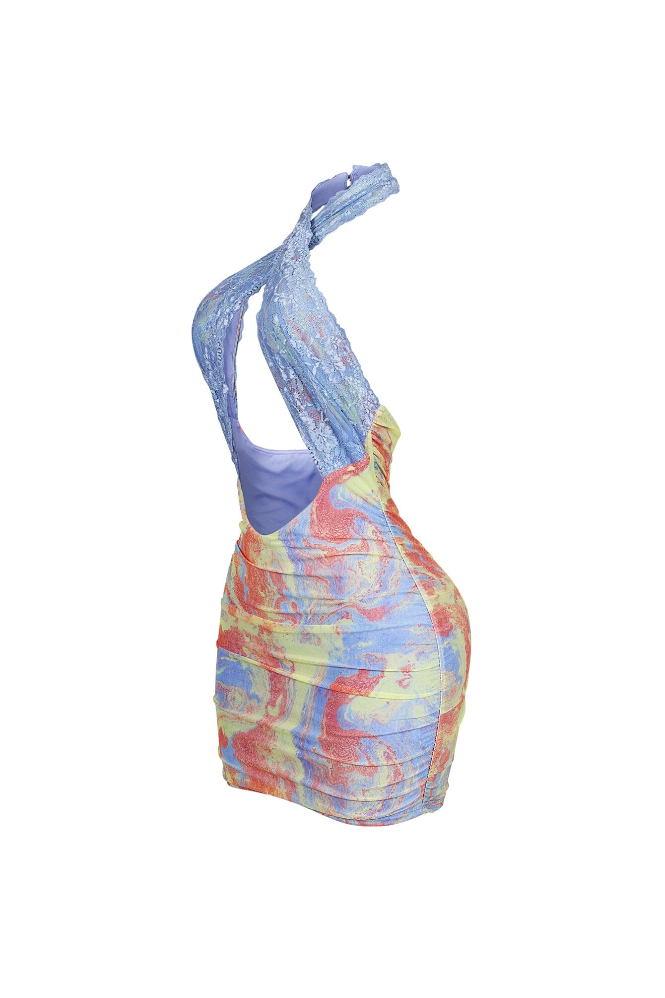 Ethereal Mesh Print Lace Halter Mini Dress - Image 5