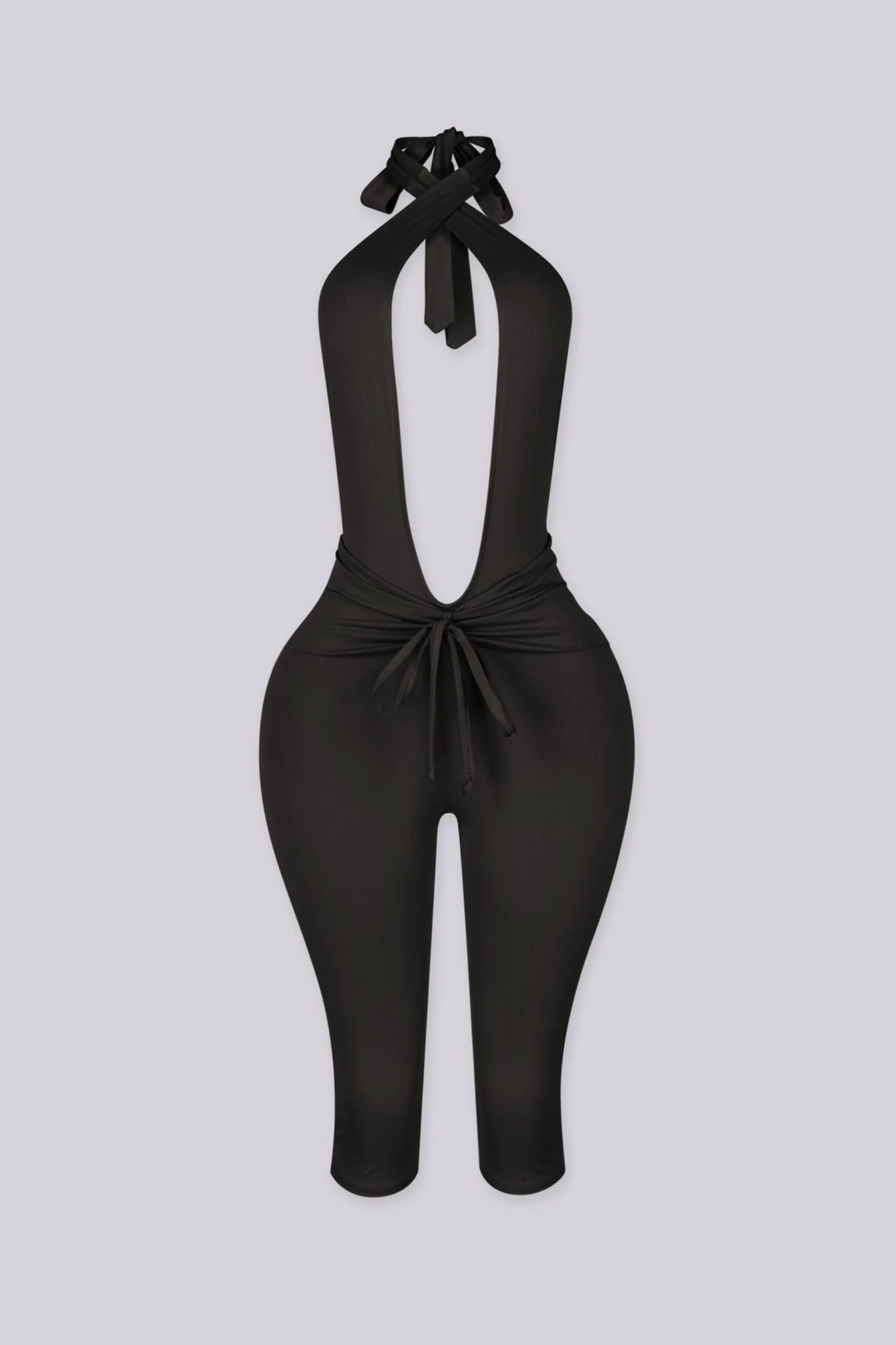 Eugenia Plunge Halter Capri Jumpsuit - Image 8