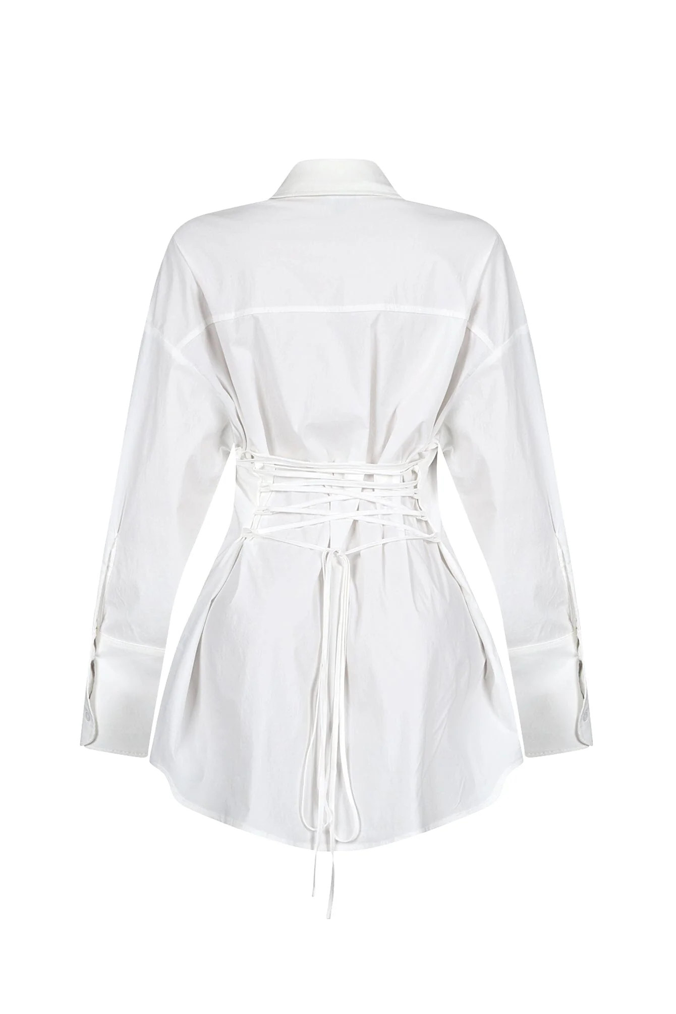 Euphie Lace Up Poplin Shirts Mini Dress - Image 9