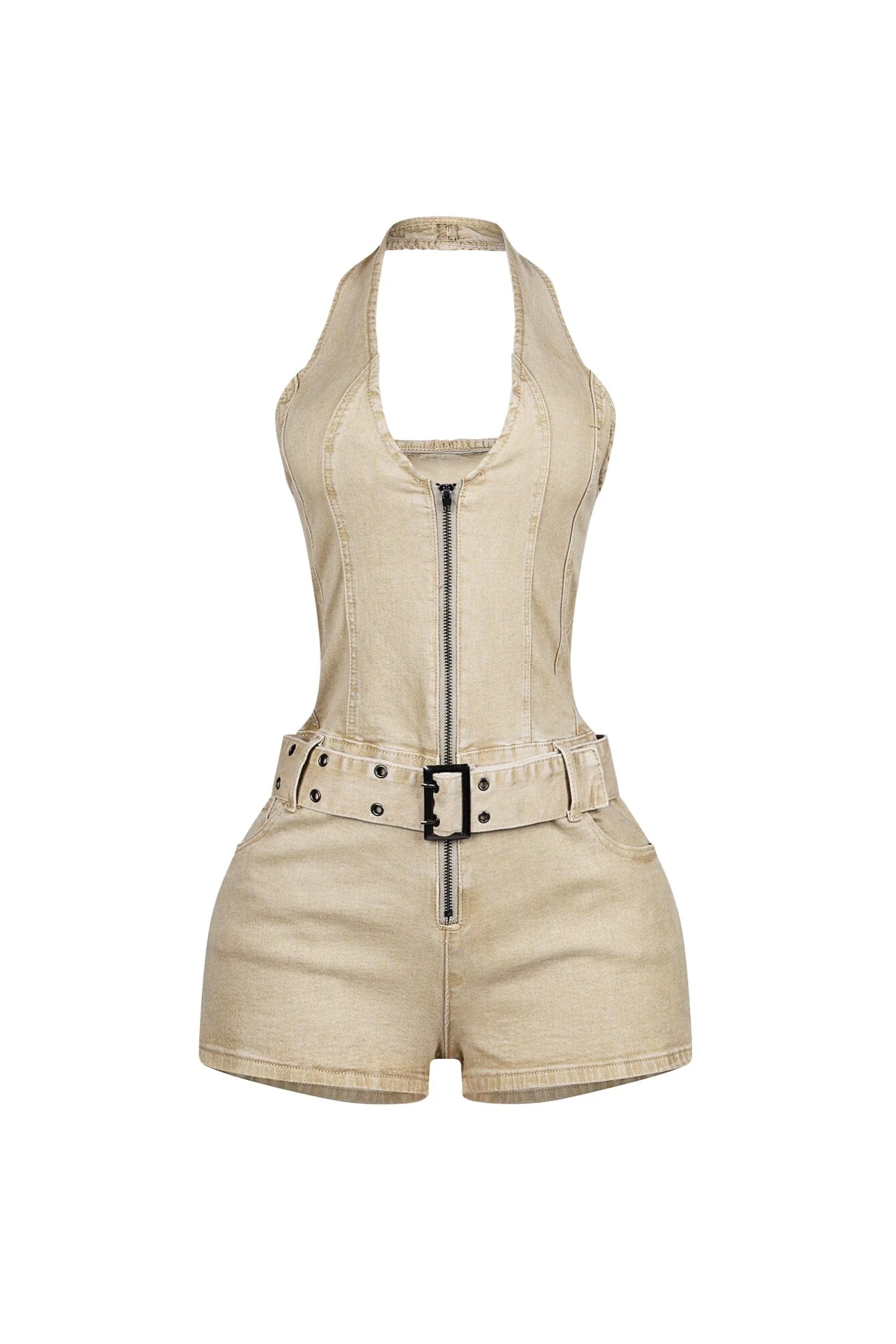 Everyday Belted Halter Utility Romper - Image 5