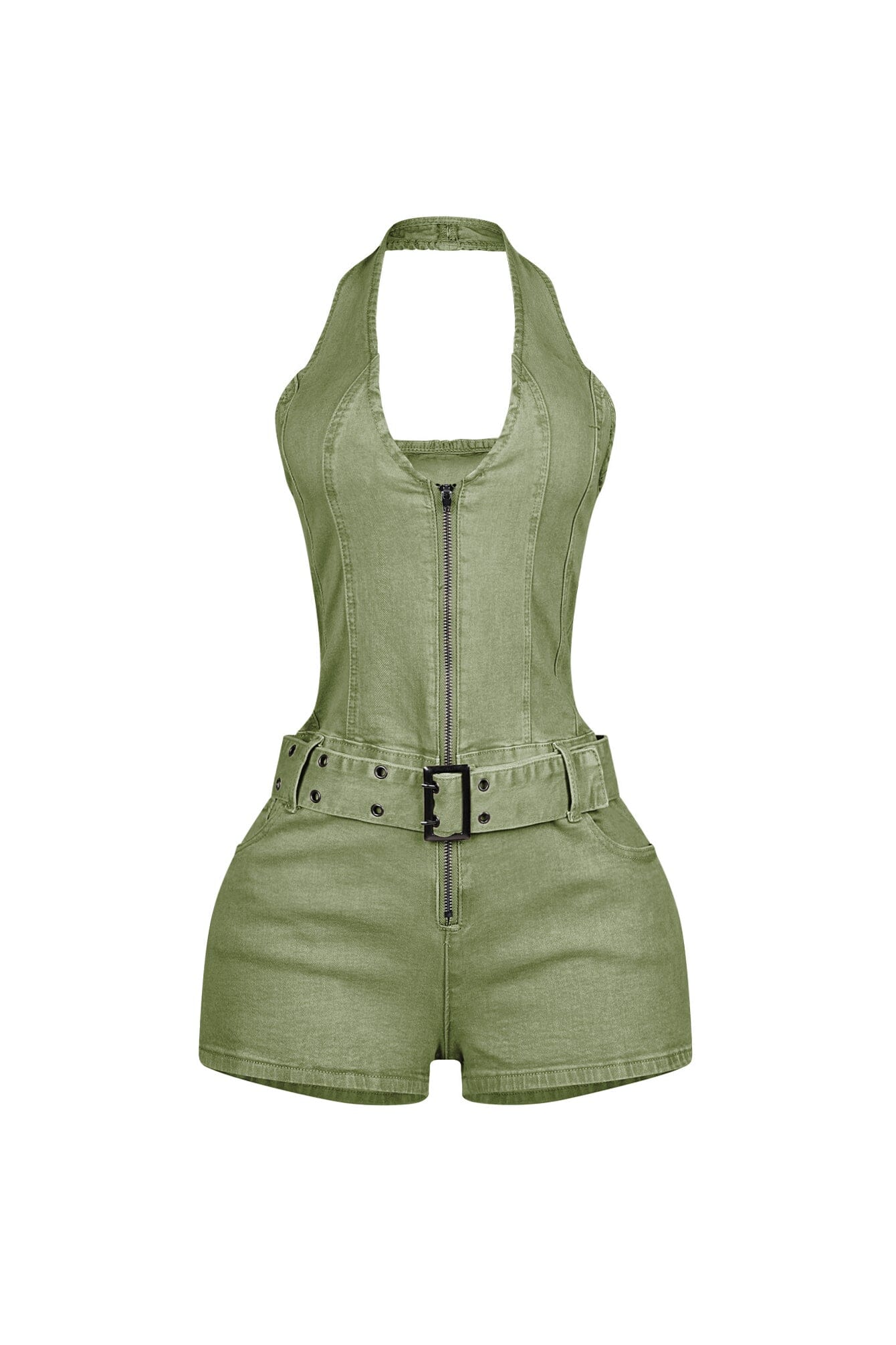 Everyday Belted Halter Utility Romper - Image 6