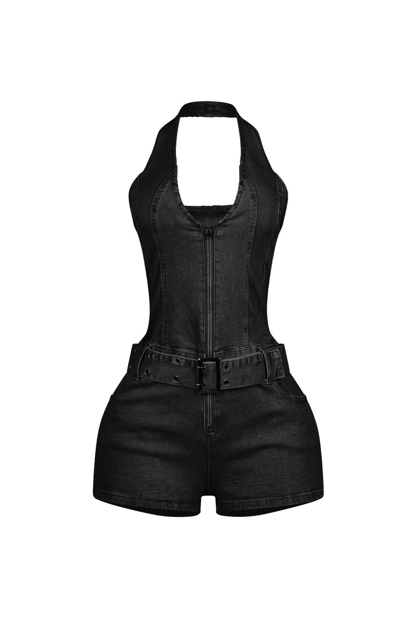 Everyday Belted Halter Utility Romper - Image 7