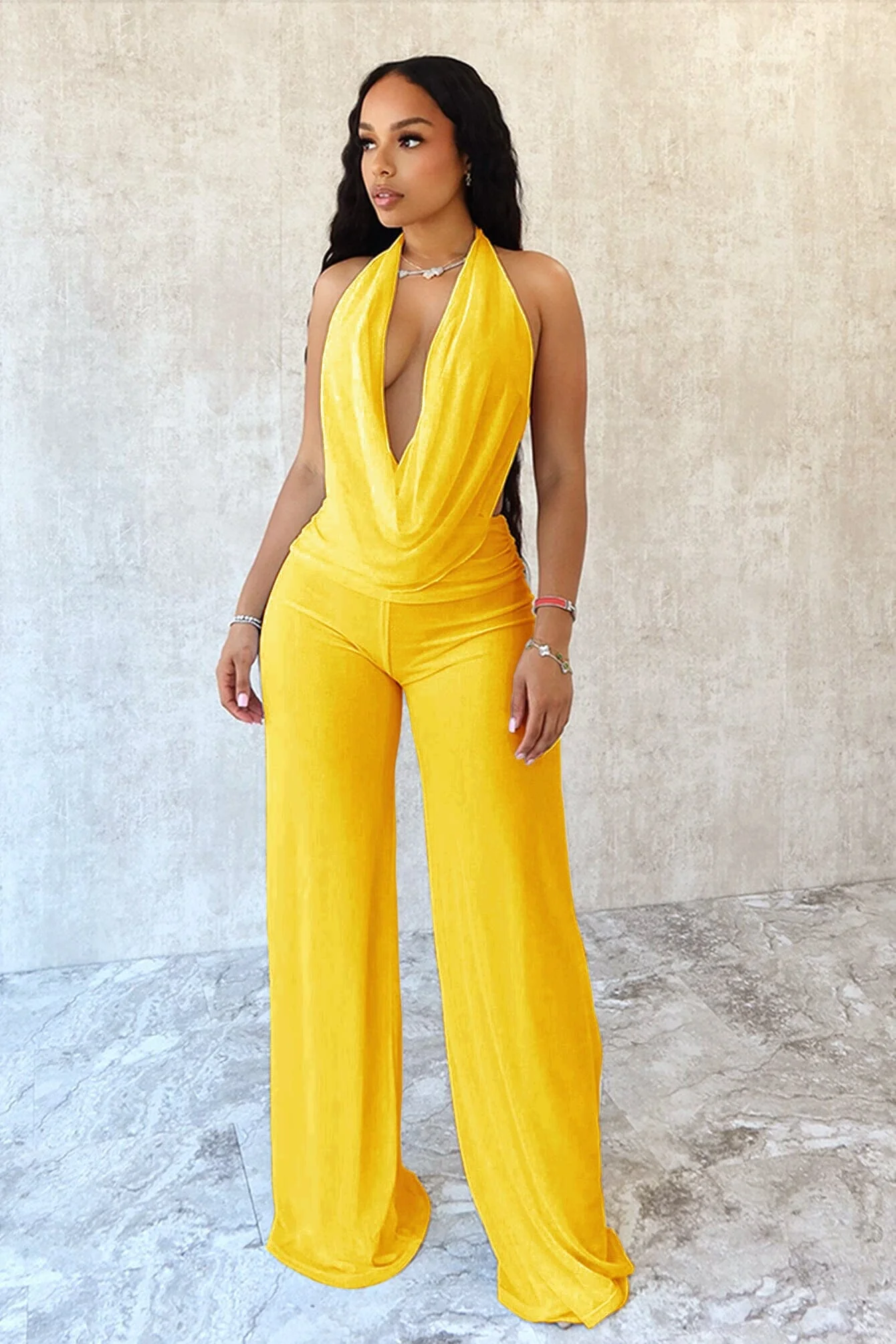 Evie Mesh Cowl Neck Jumpsuit - Image 3