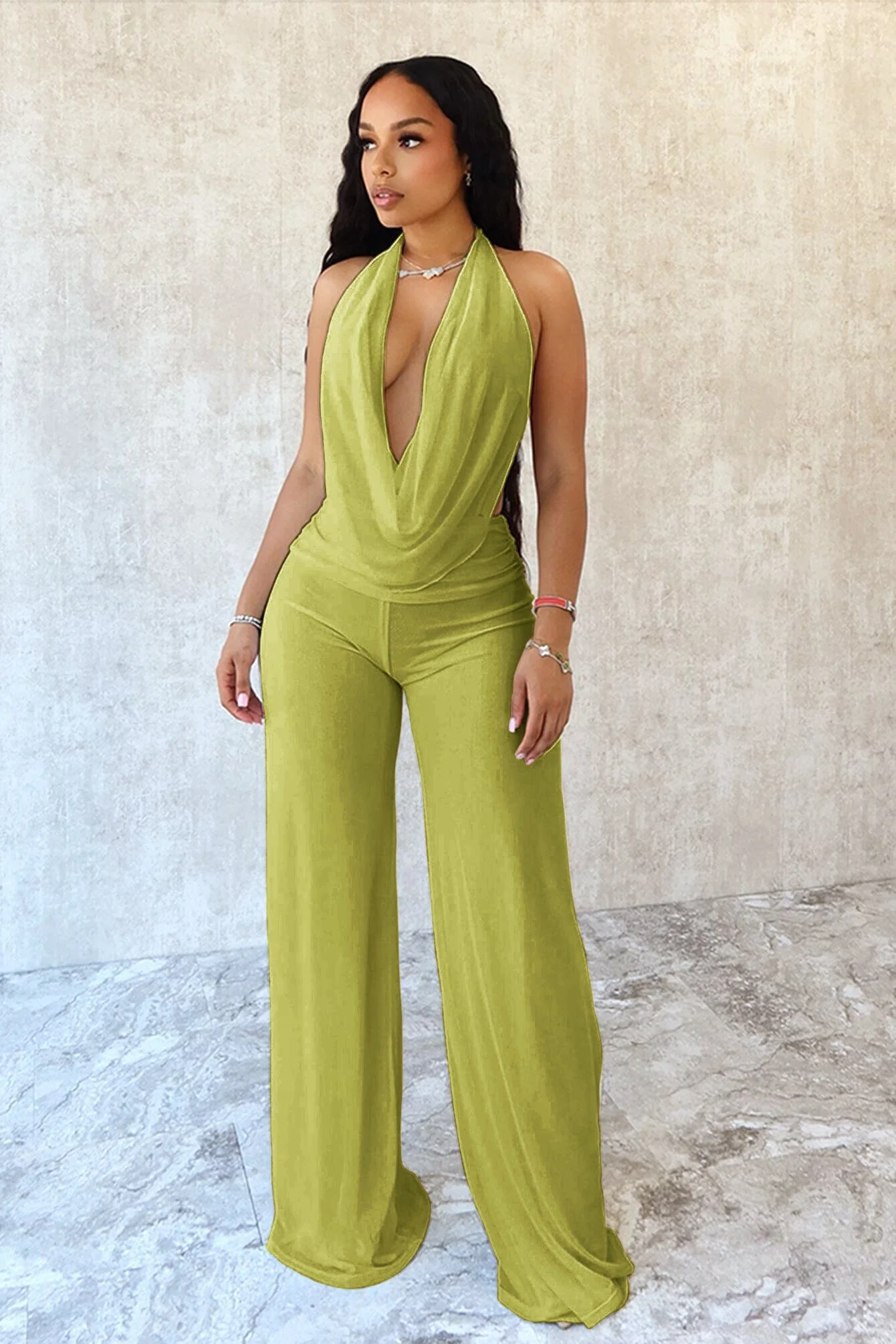 Evie Mesh Cowl Neck Jumpsuit - Image 4