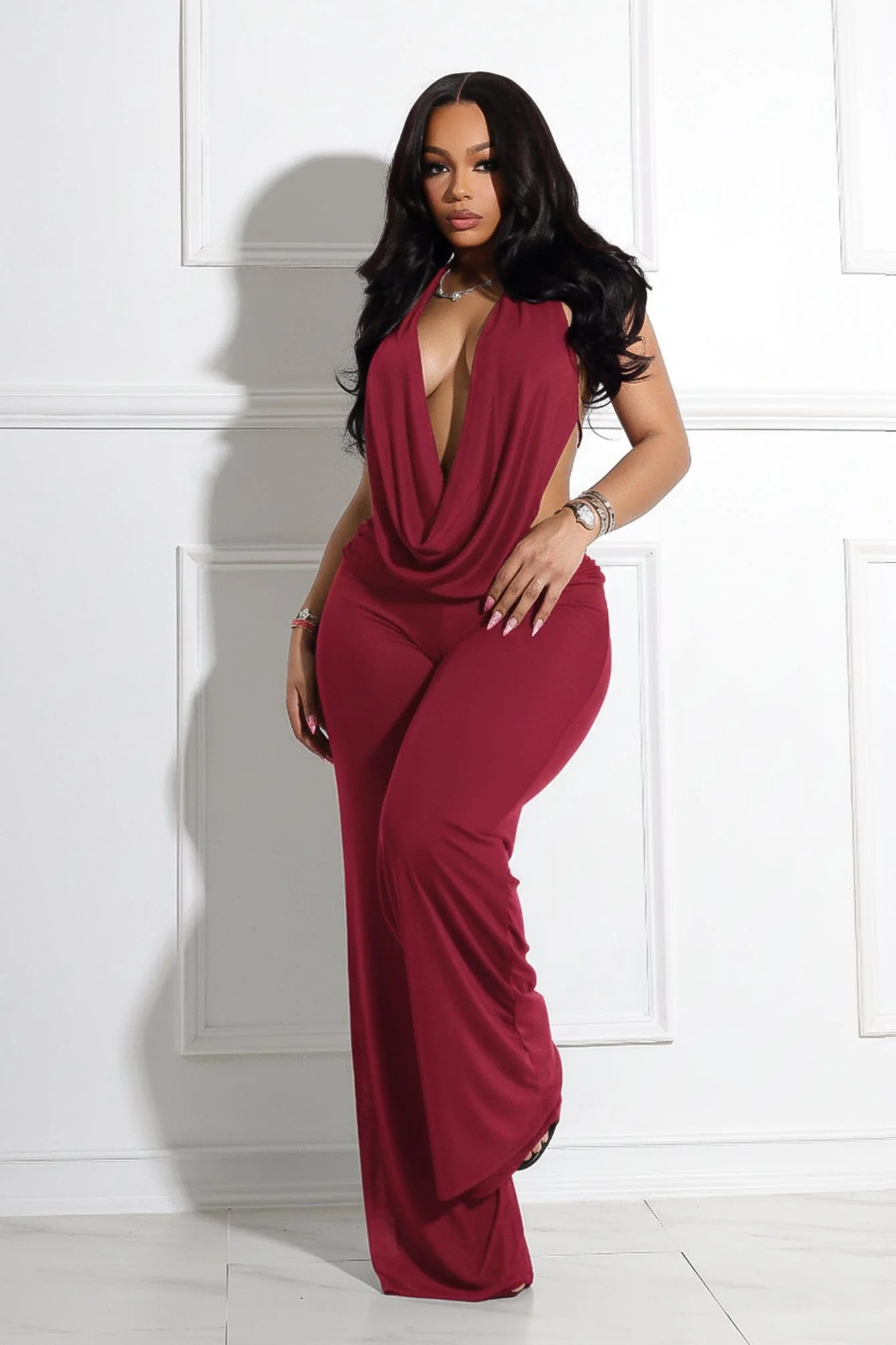 Evie Mesh Cowl Neck Jumpsuit - Image 5