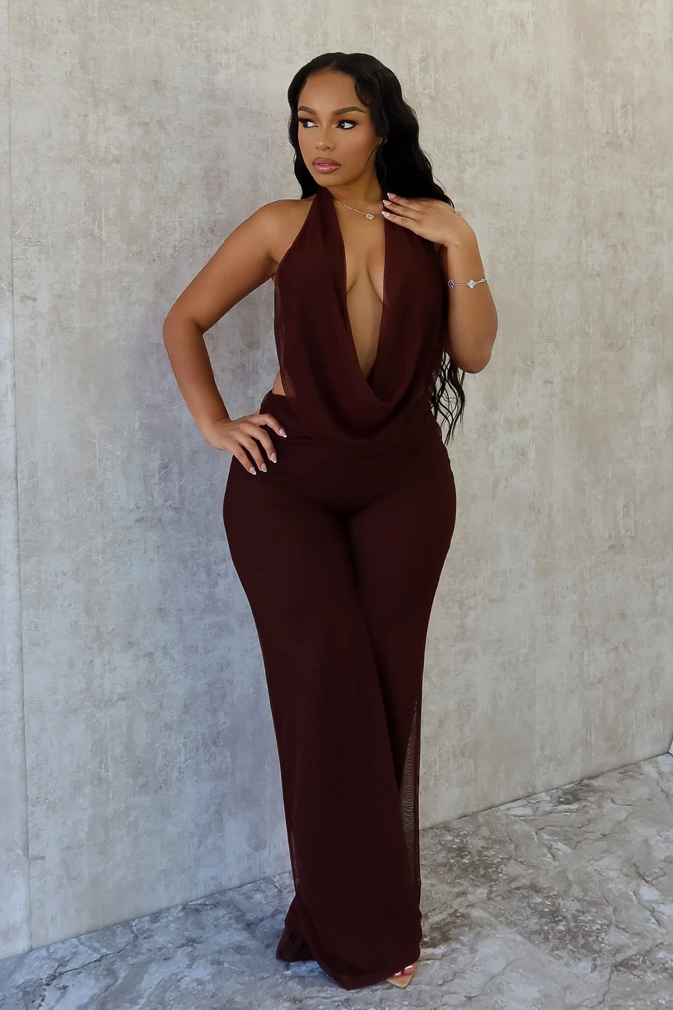 Evie Mesh Cowl Neck Jumpsuit - Image 6