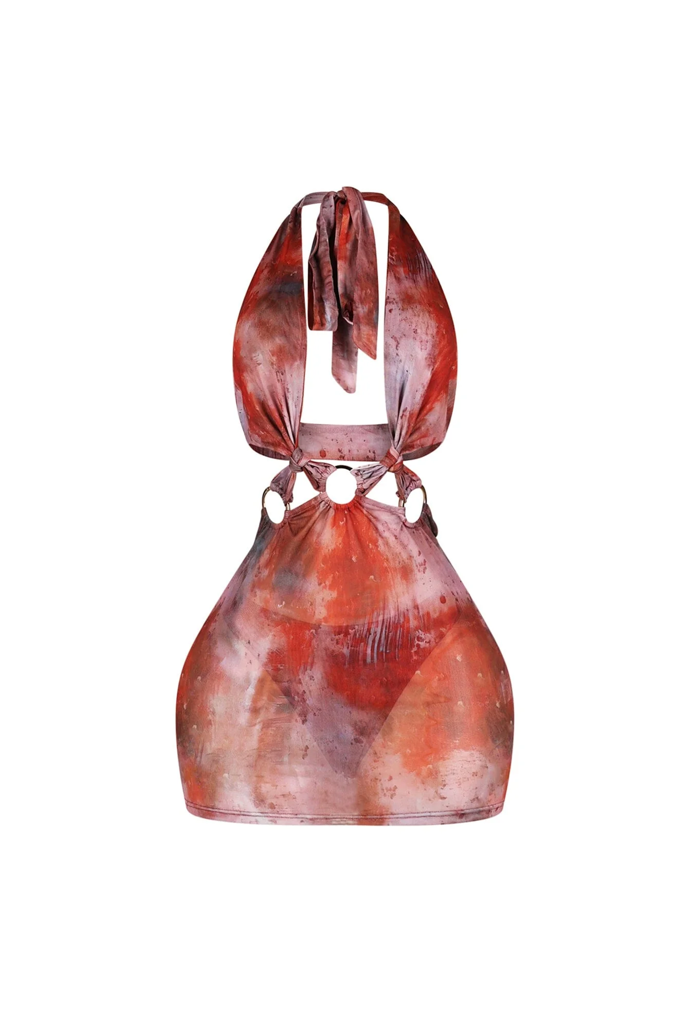 Exotic Mesh Print Cut Out Mini Dress - Image 3