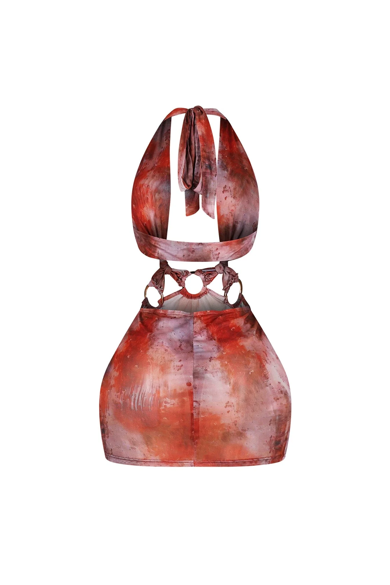 Exotic Mesh Print Cut Out Mini Dress - Image 5