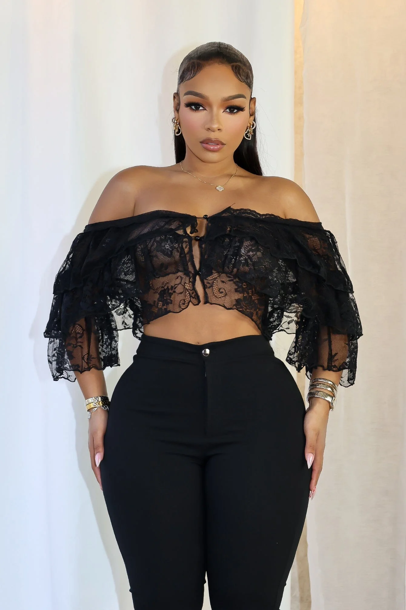Eyo Floral Off Shoulder Lace Top - Image 2