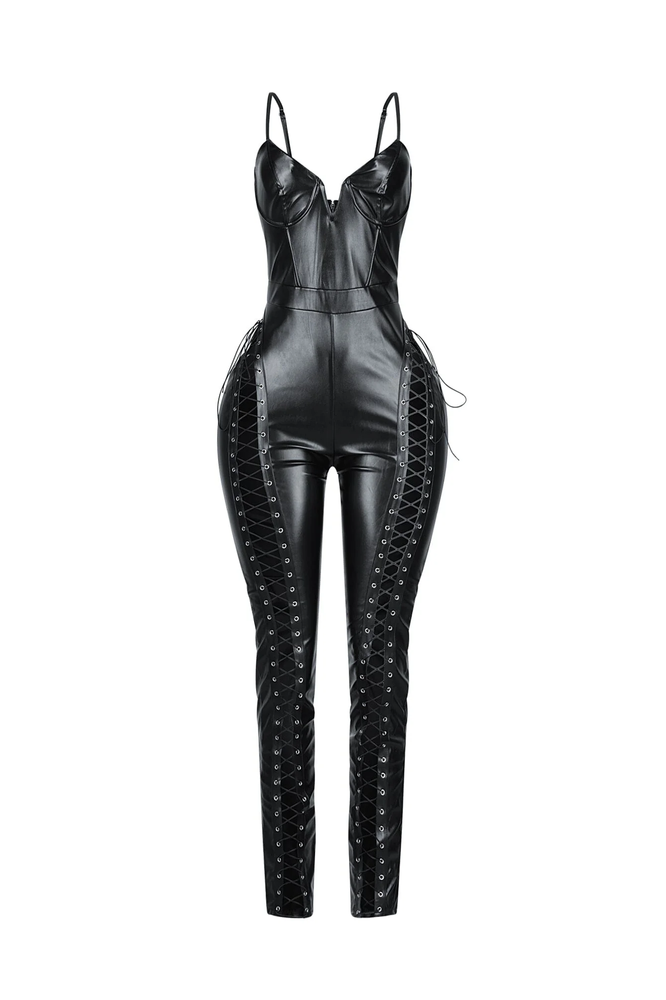 Femme Voltage PU Lace Up Jumpsuit - Image 4