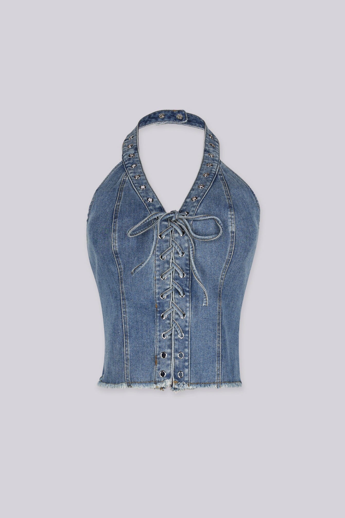 Festival Frayed Denim Halter Top - Image 3