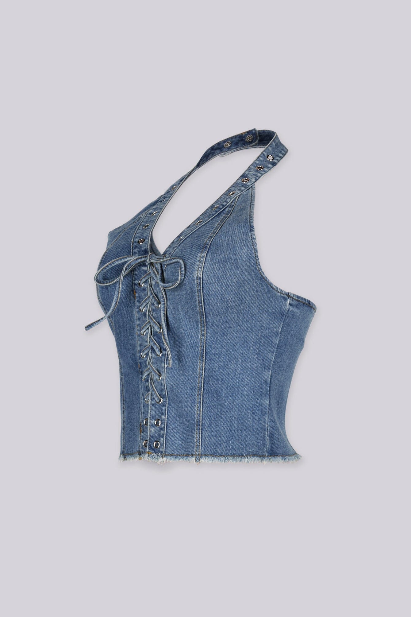 Festival Frayed Denim Halter Top - Image 4