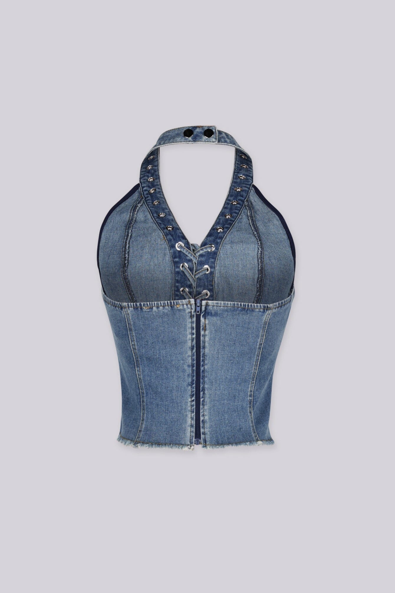 Festival Frayed Denim Halter Top - Image 5