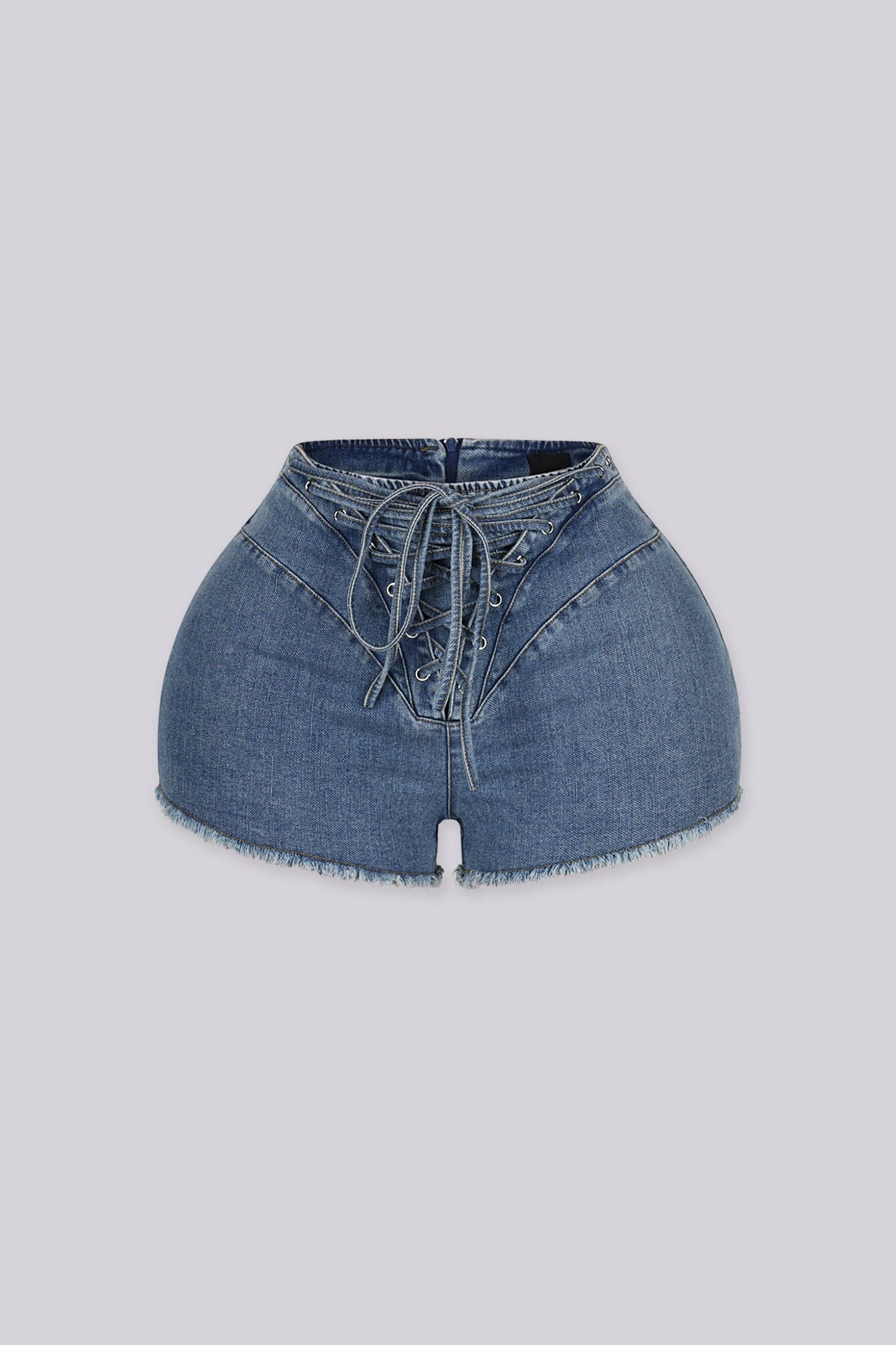 Festival Frayed Double Denim Shorts - Image 3