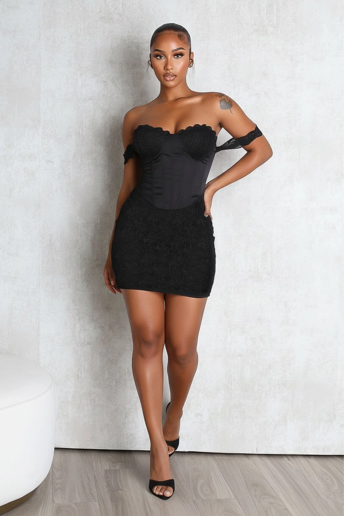 Fever Lace Off Shoulder Mini Dress - Image 2