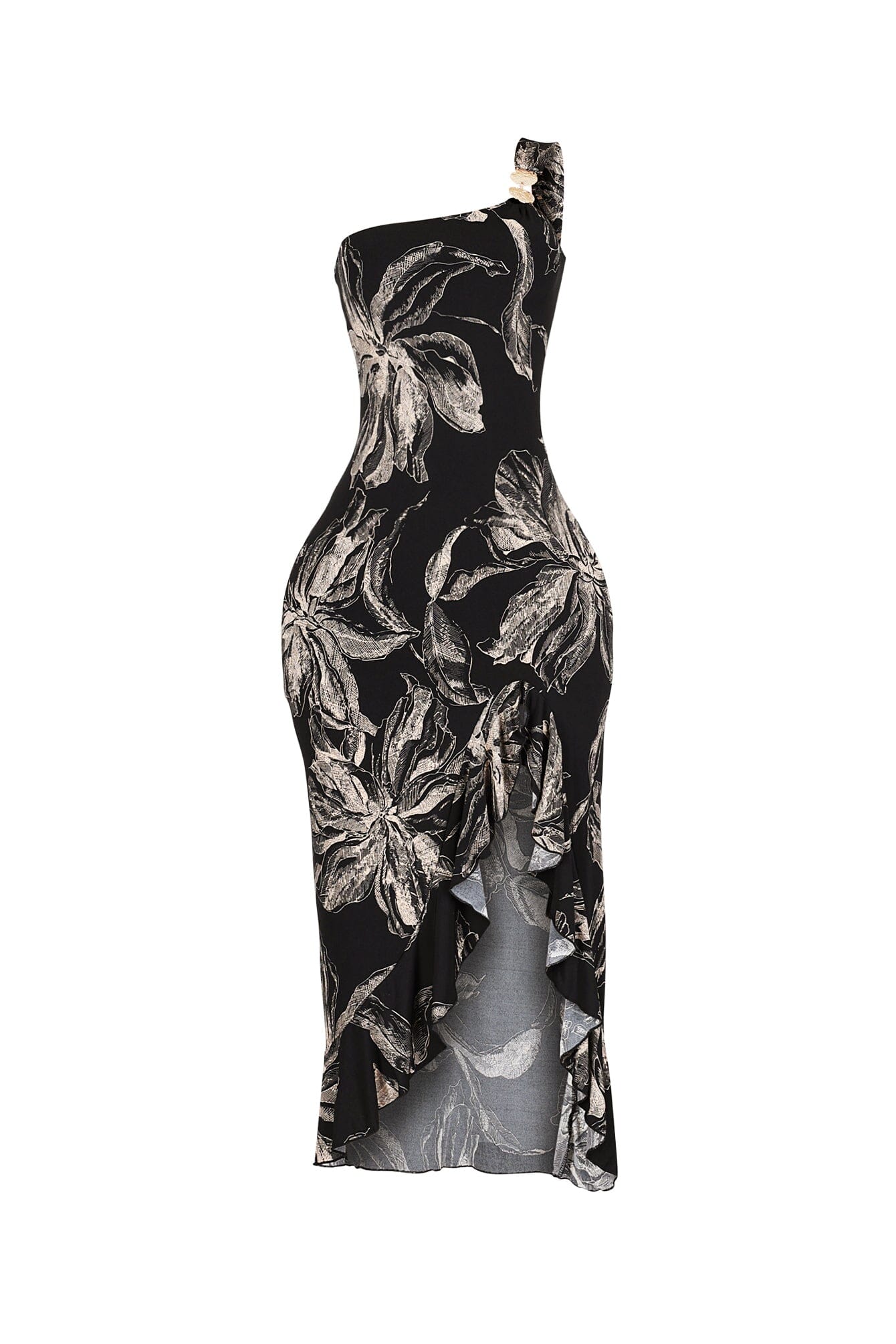Flarecut One Shoulder Midi Dress - Image 3