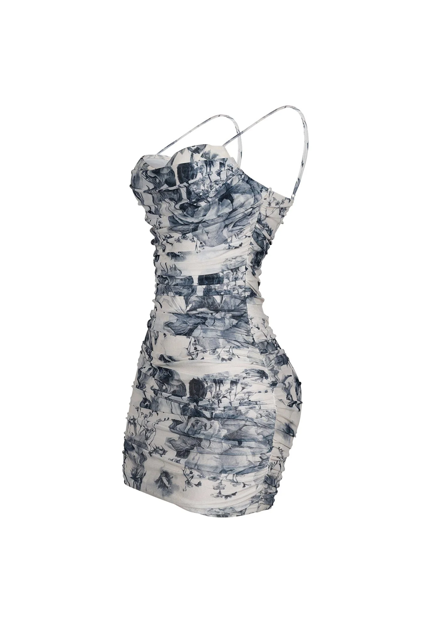 Flynn Mesh Print Tank Ruched Mini Dress - Image 9