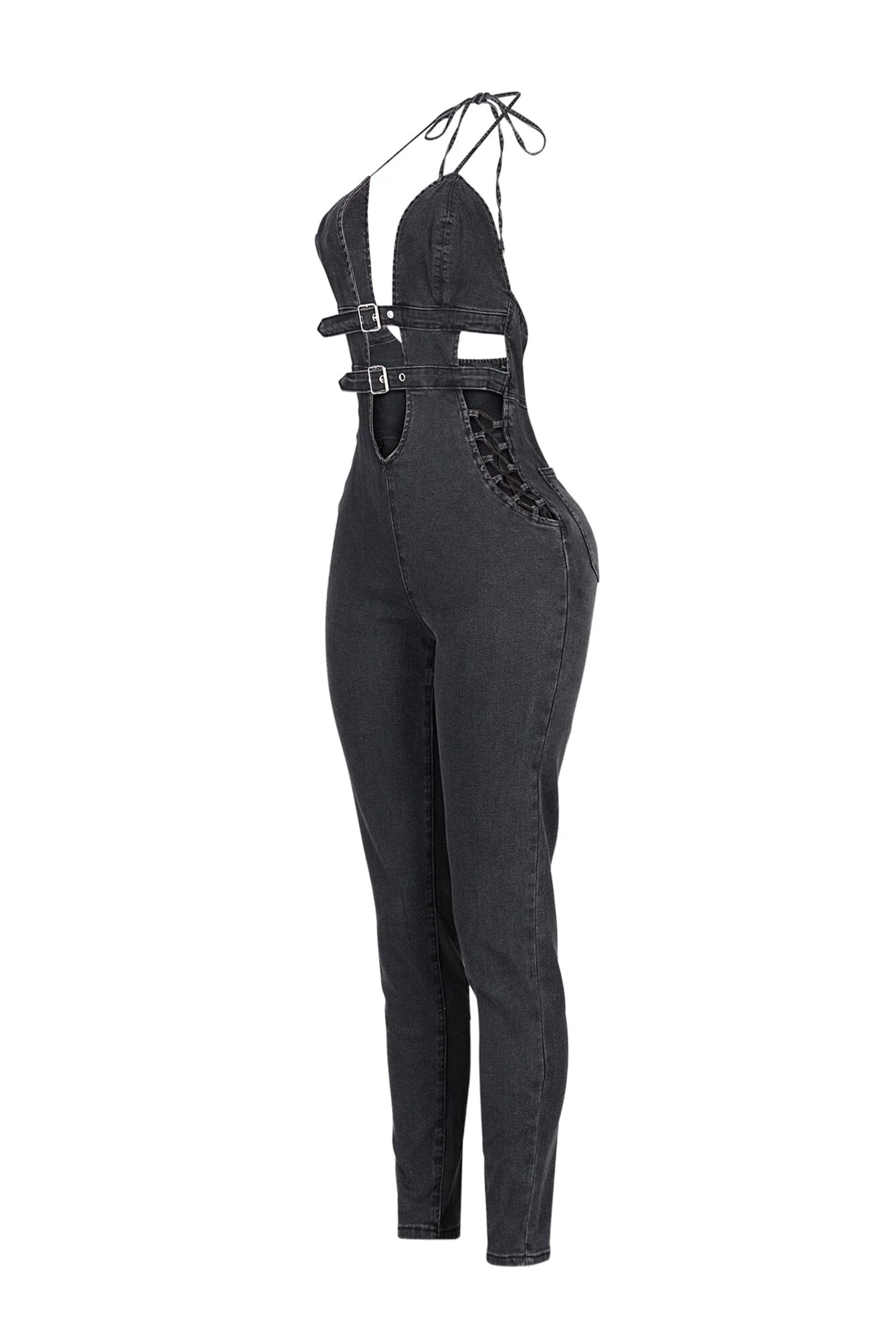 Foundry Halter Denim Jumpsuit - Image 5