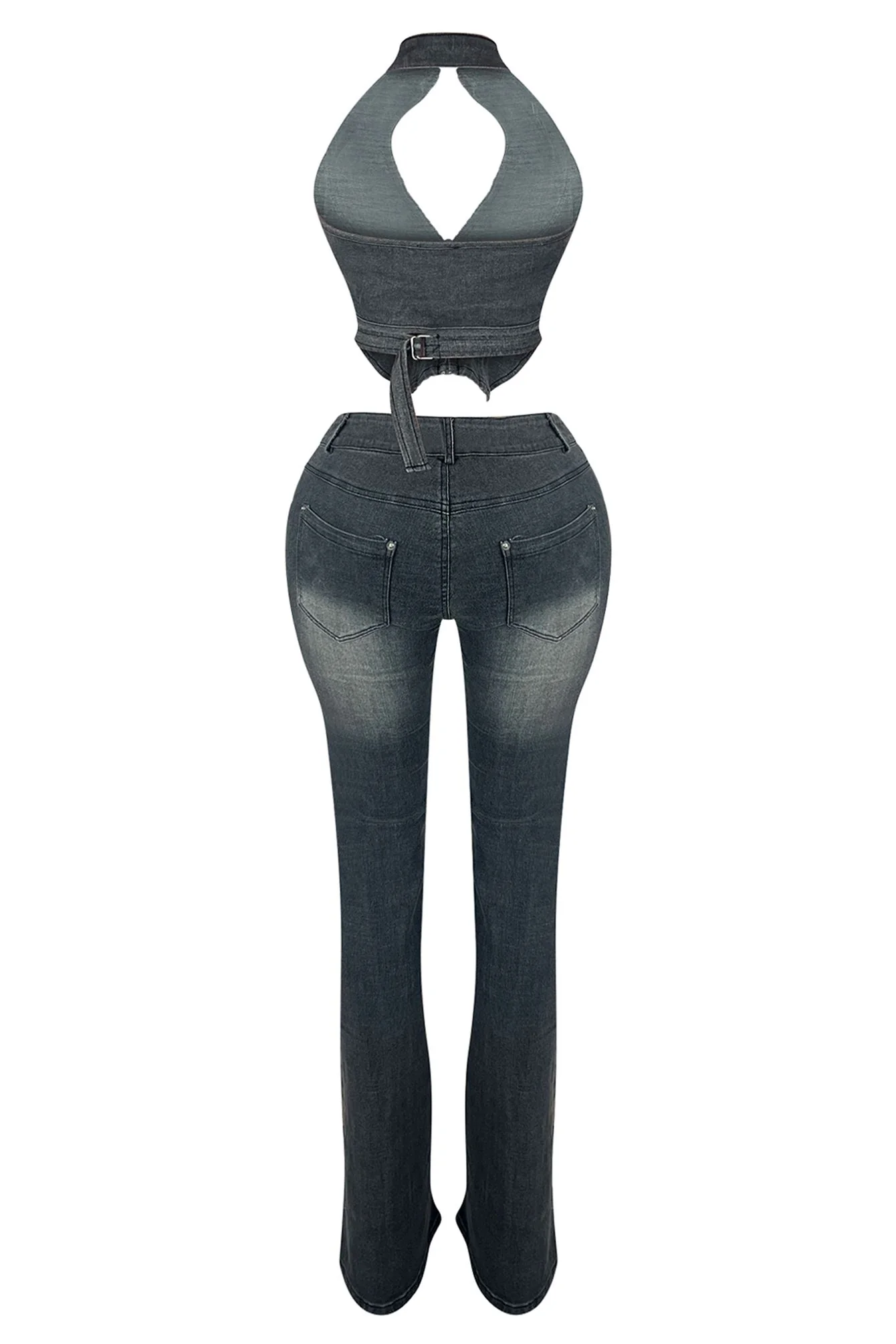 Free Fallin Vintage Denim Halter Top & Pants SET - Image 4