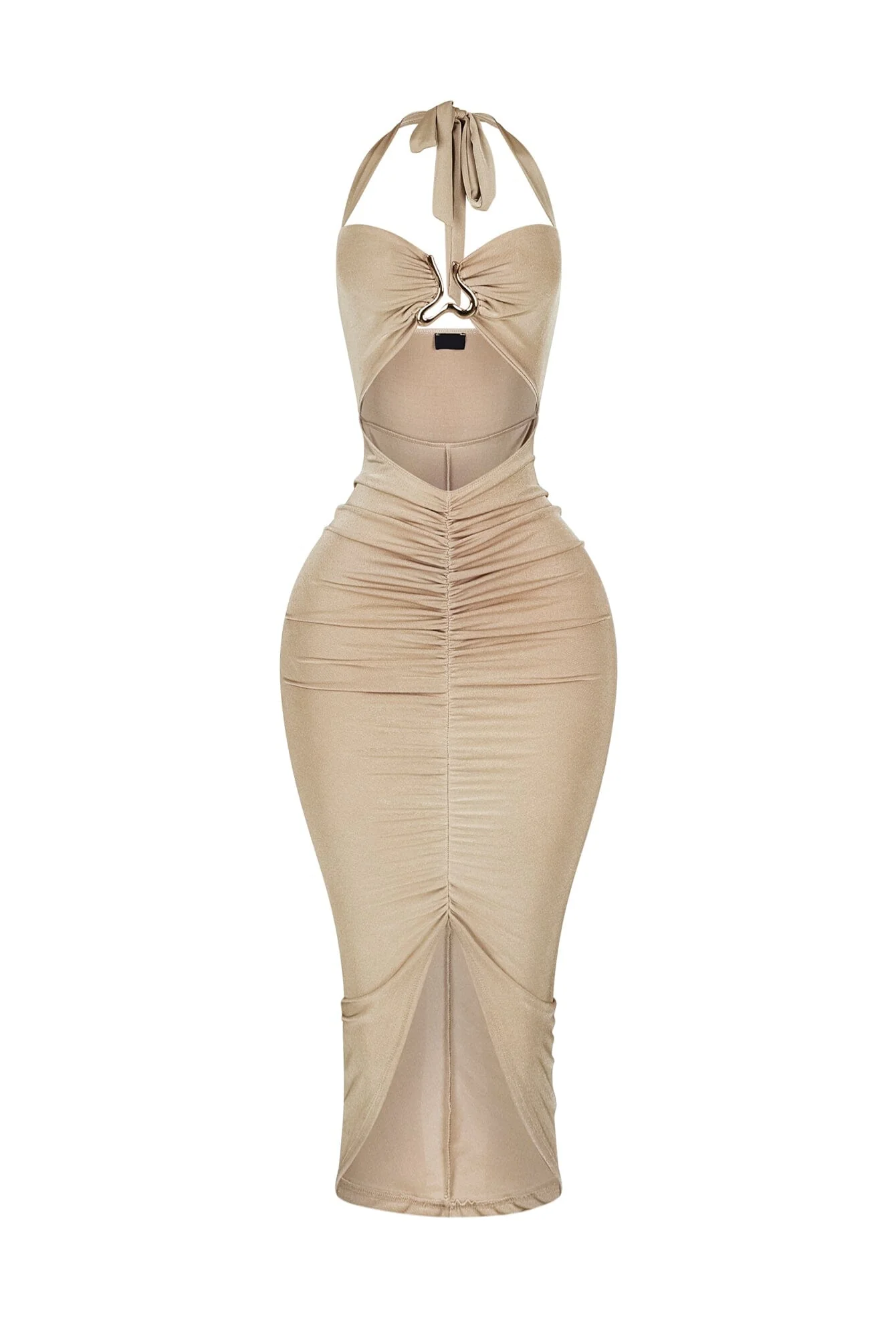 Frontline Flame Halter Ruched Midi Dress - Image 5