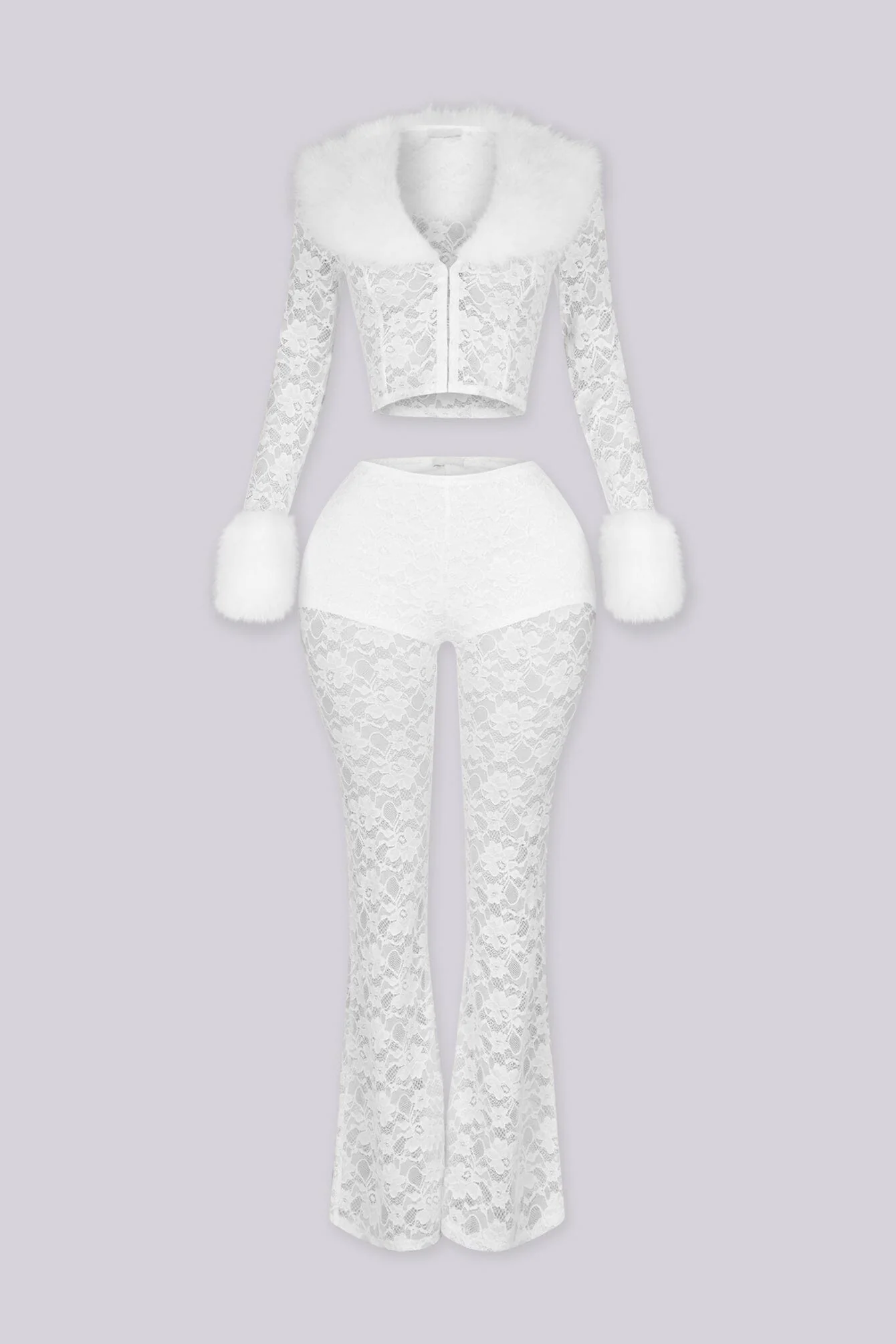 Frostbite Lace Fur Trim Top & Pants SET - Image 7