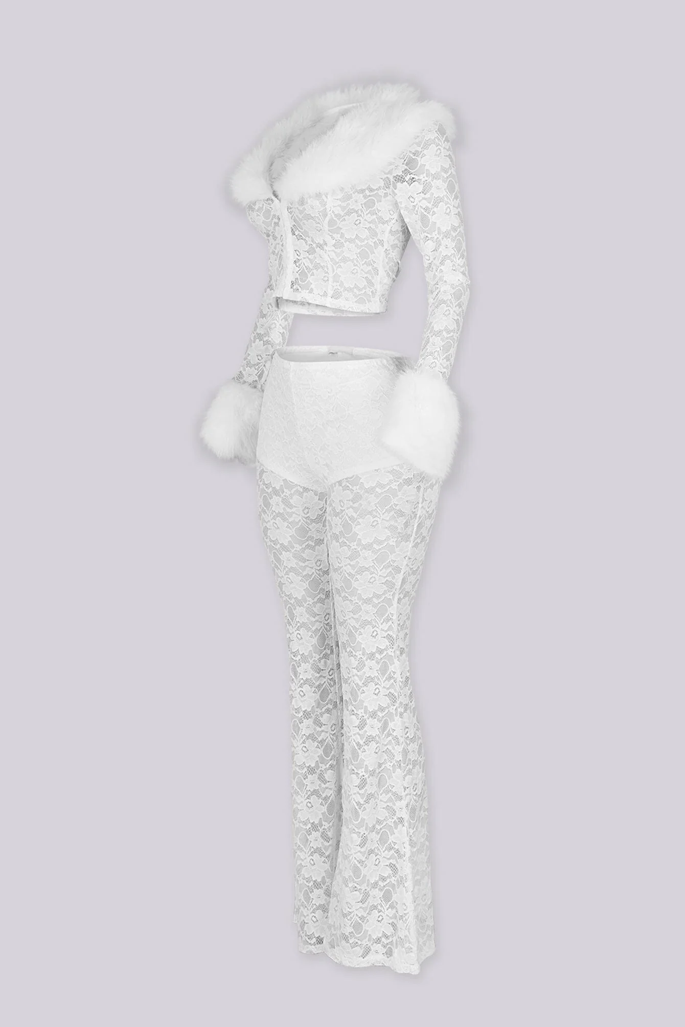 Frostbite Lace Fur Trim Top & Pants SET - Image 9