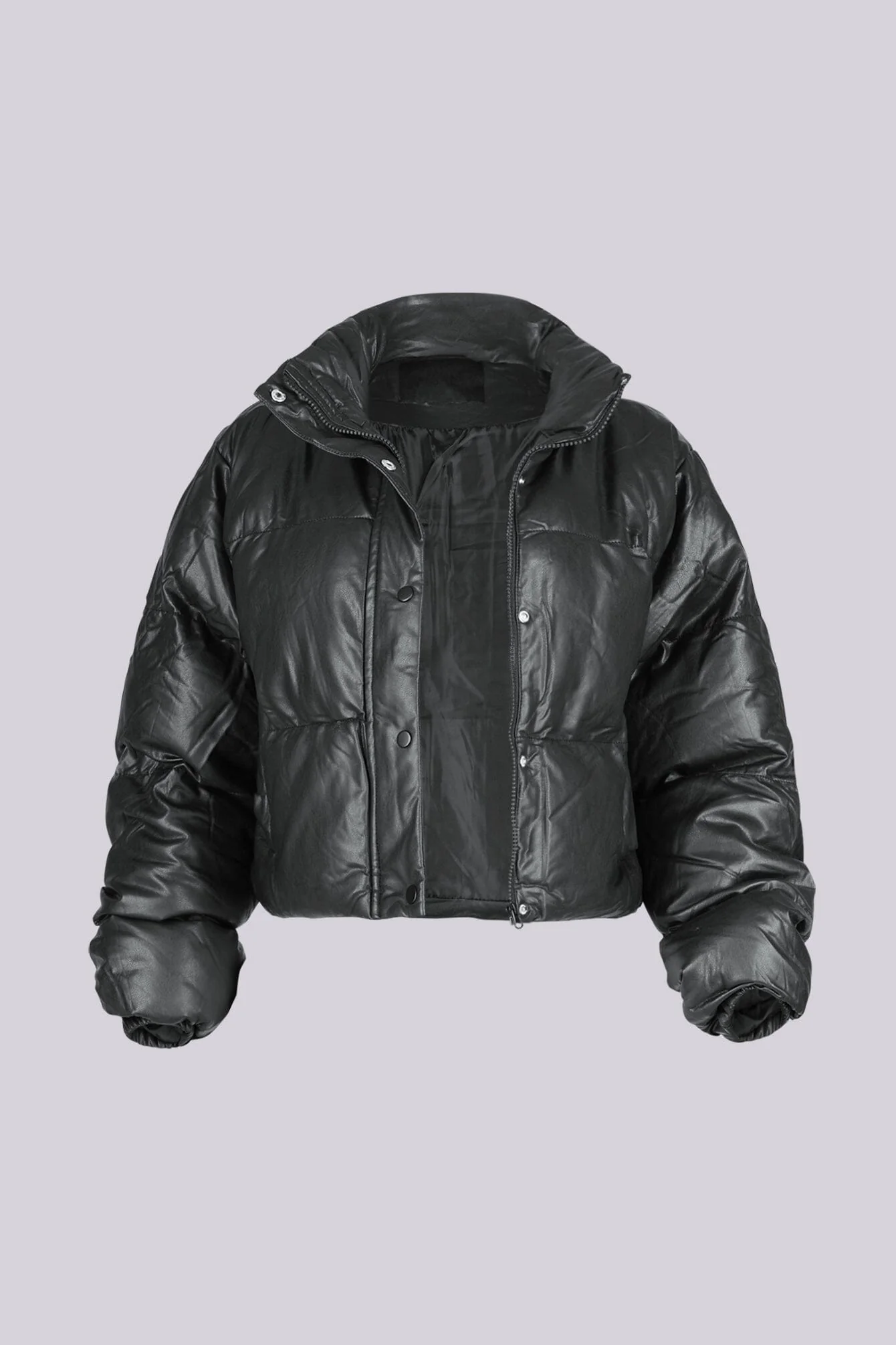 Frosty Chic Faux Leather Puffer Jacket - Image 5