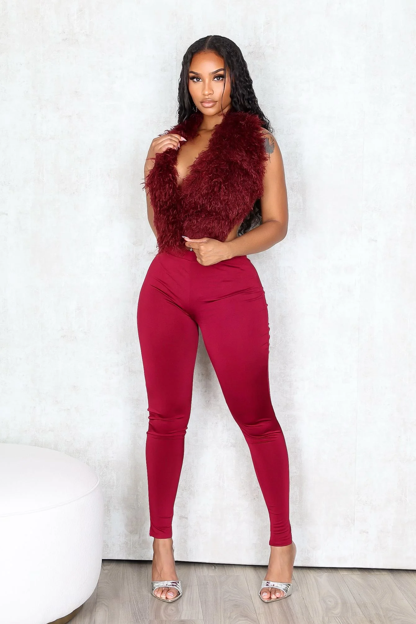 Furista Fur Halter Vest & Leggings SET - Image 2