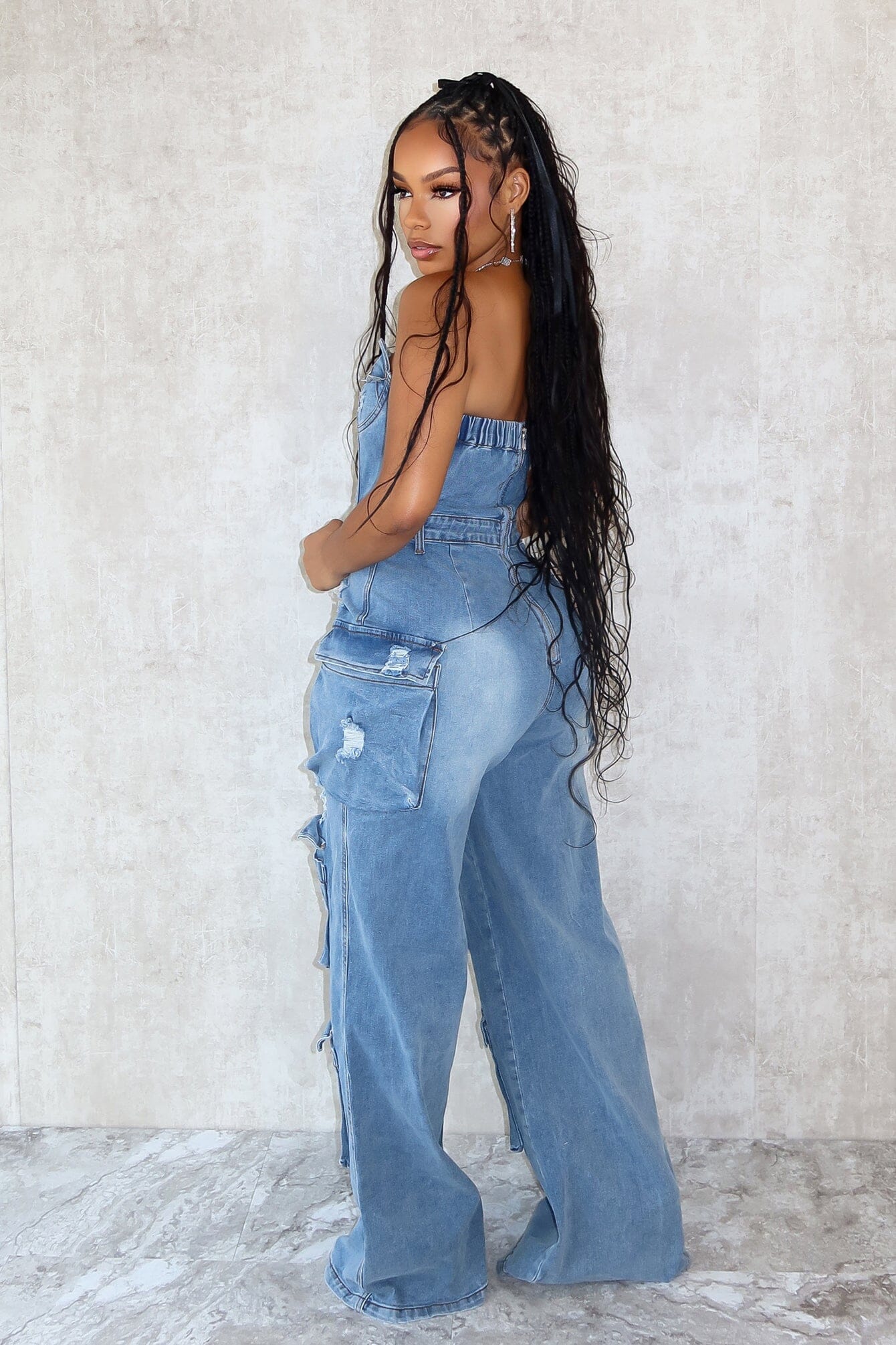 Gabri Cargo Washed Denim Jumpsuit - Image 2