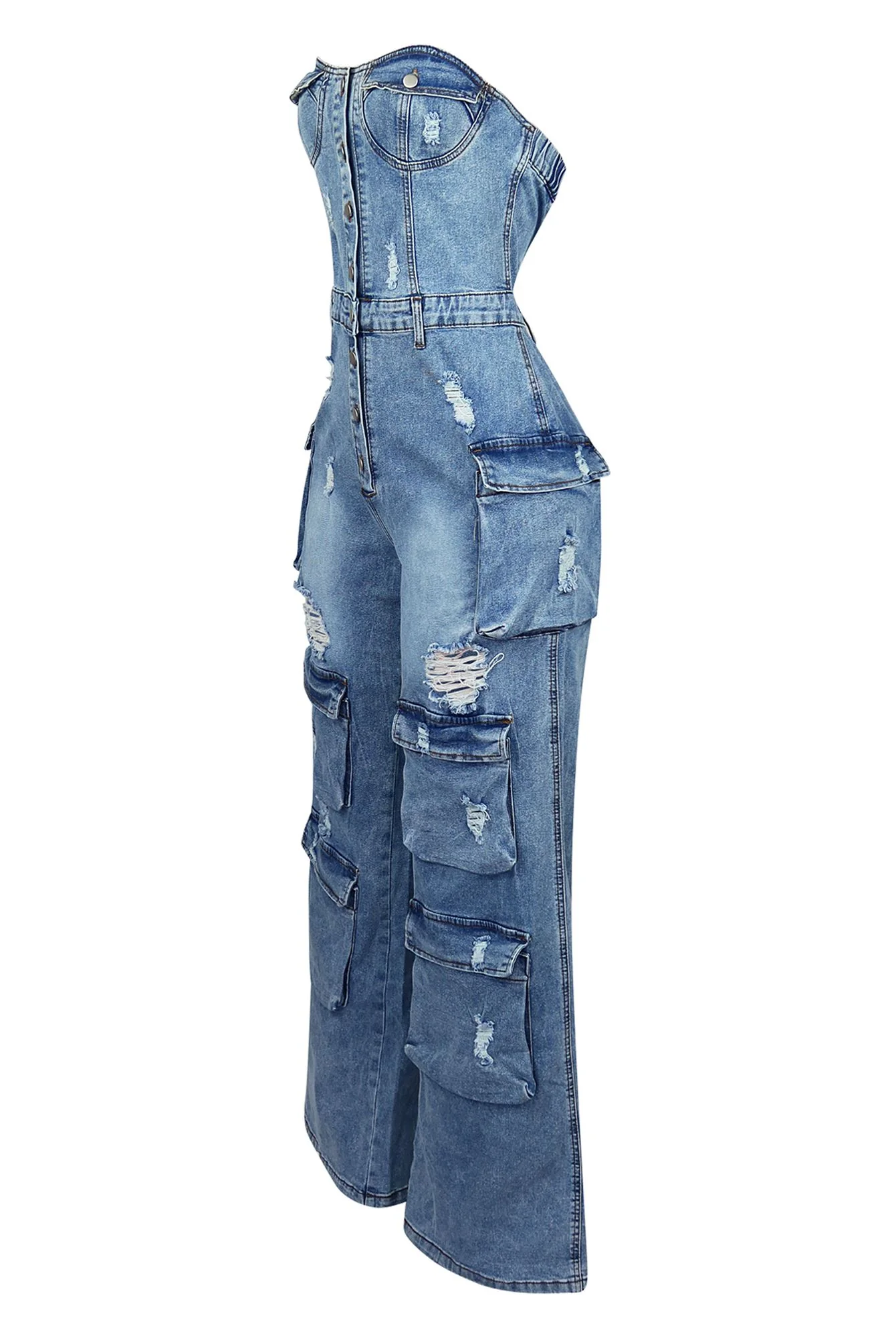 Gabri Cargo Washed Denim Jumpsuit - Image 4