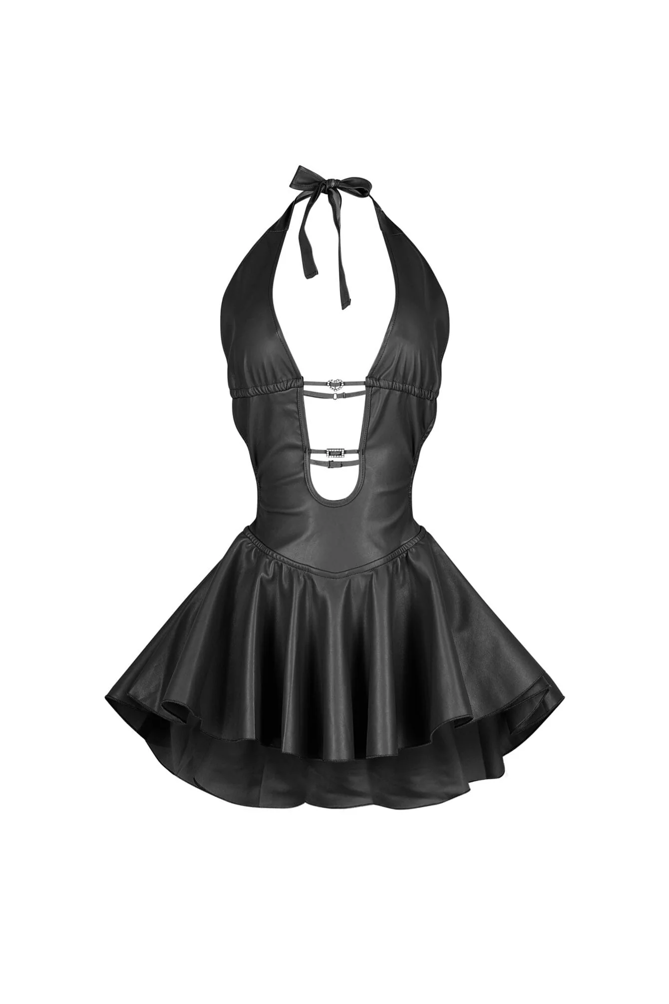 Giselle Faux Leather Flare Mini Dress - Image 5