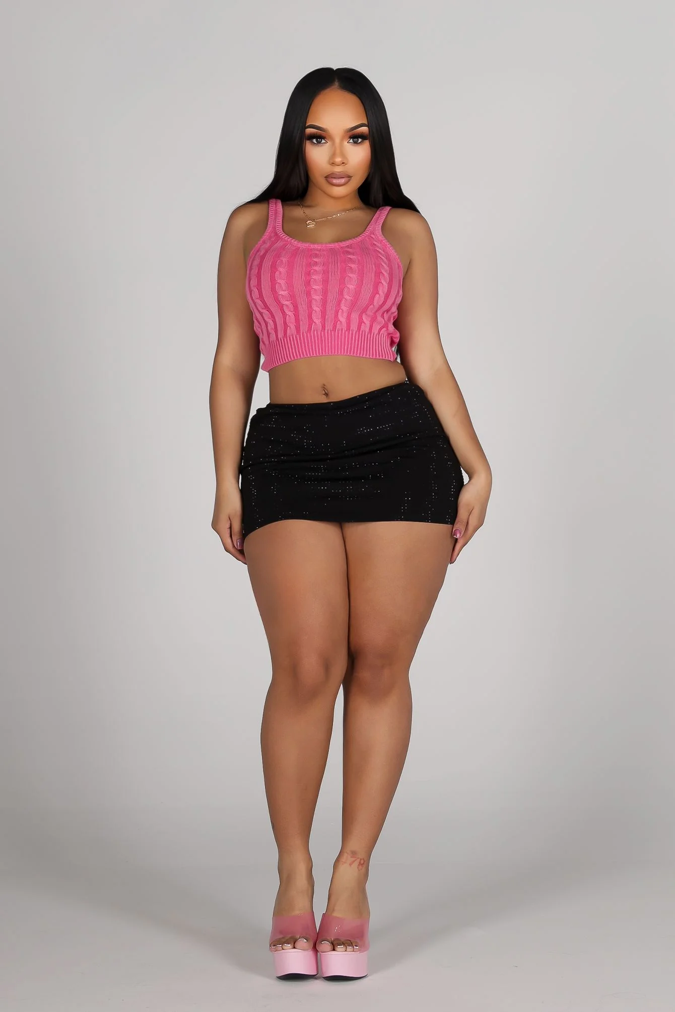 Glixie Rhinestone High Waist Mini Skirt - Image 2