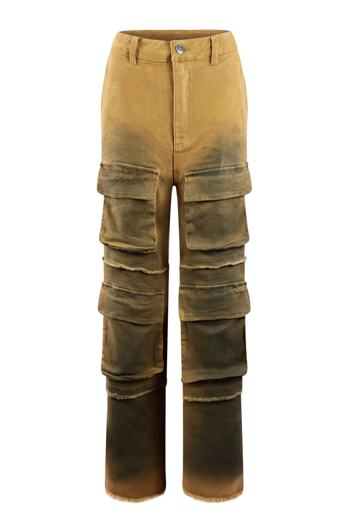 Going Higher Washed Cargo Denim Jeans - Image 3