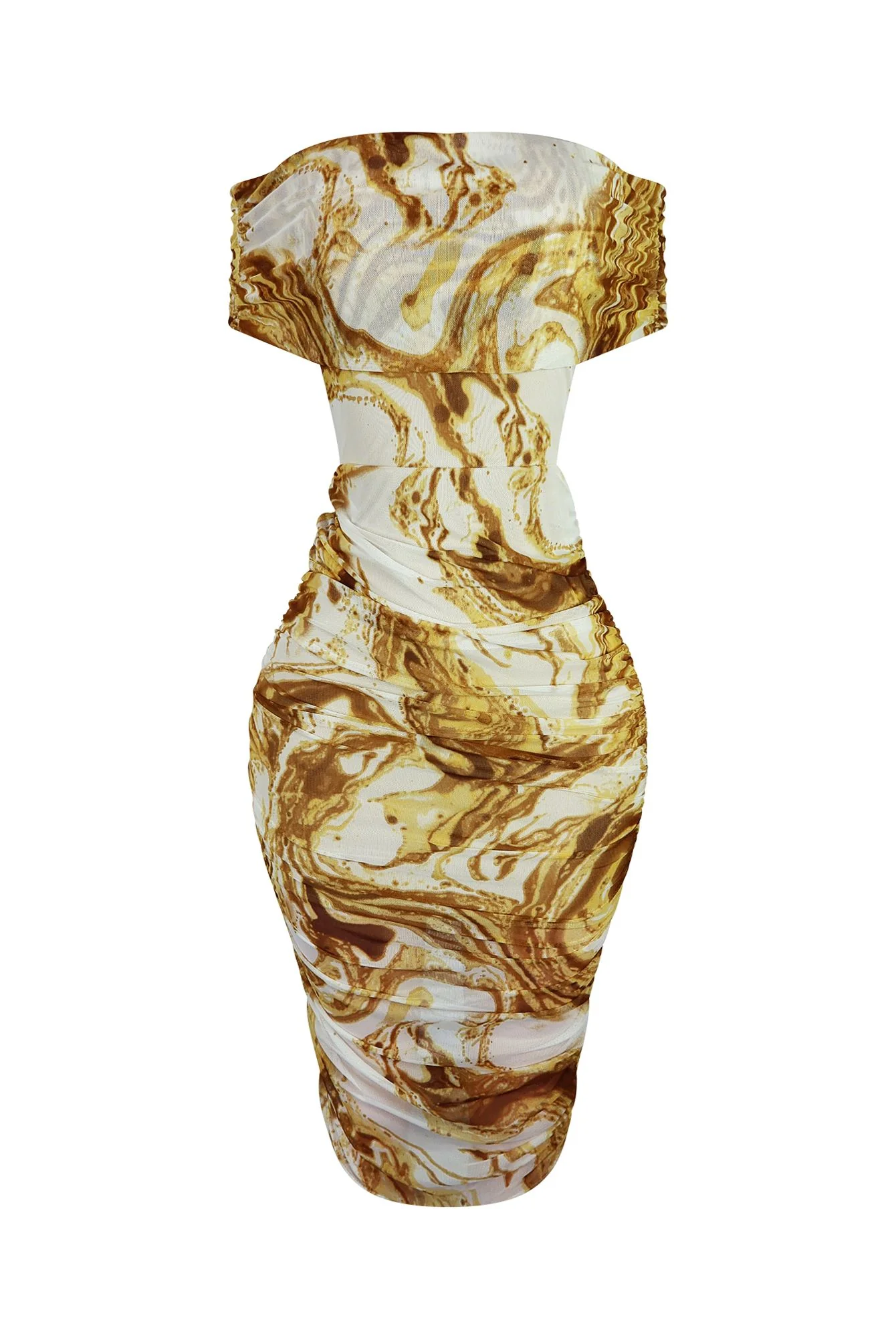 Golden Hour Mesh Ruched Dress - Image 3