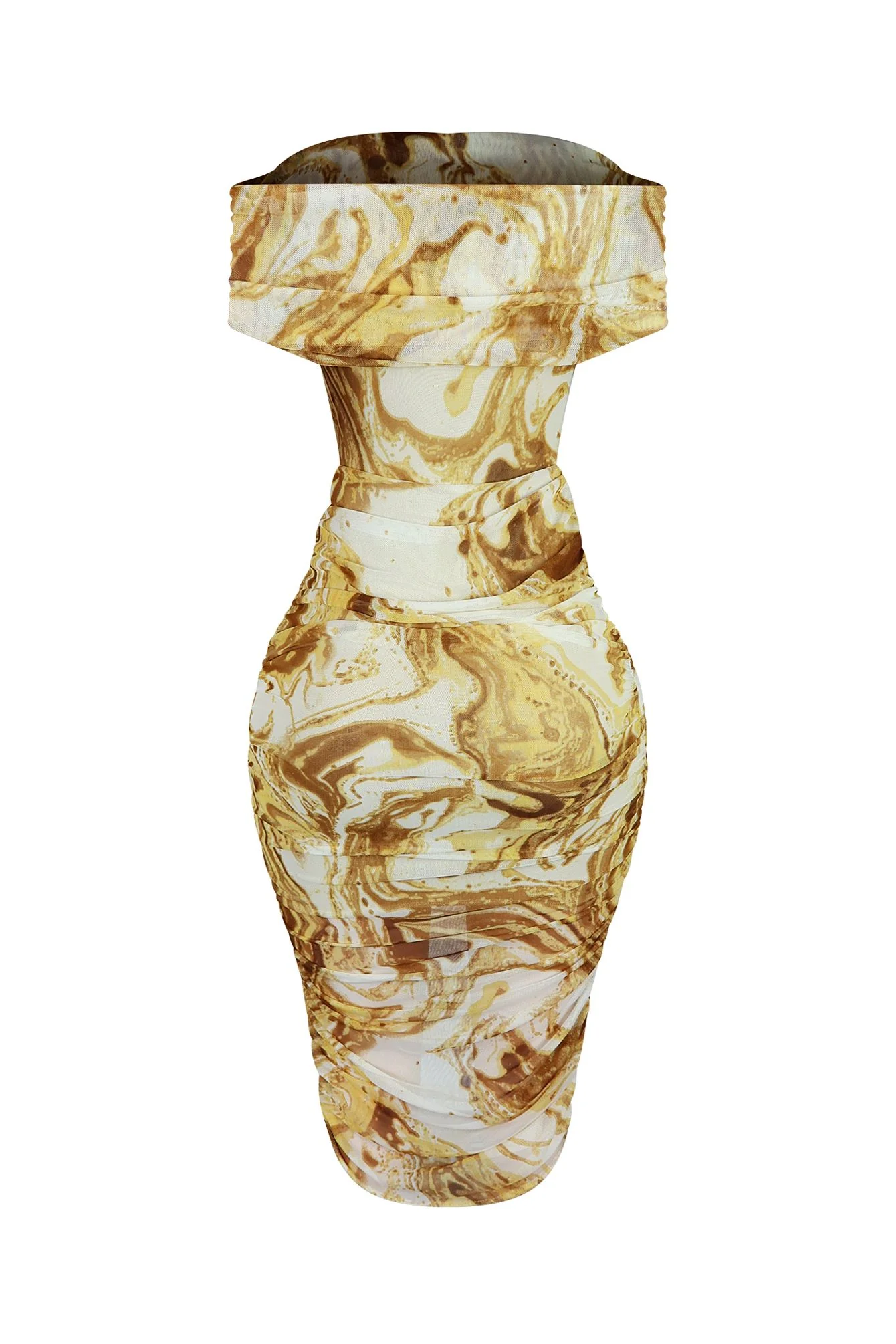 Golden Hour Mesh Ruched Dress - Image 4