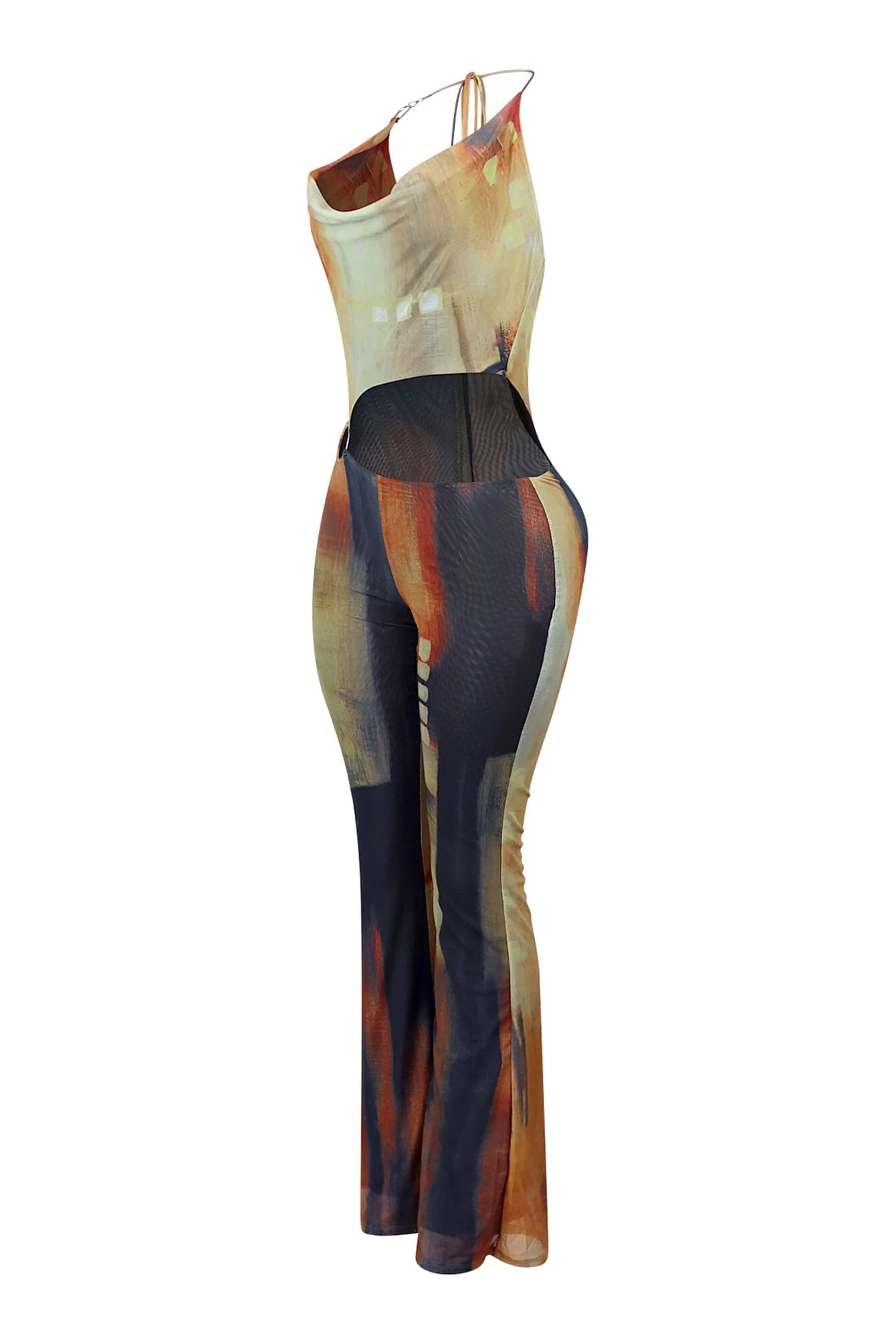 Good 4 U Print Mesh Cowl Neck Jumpsuit - Image 4