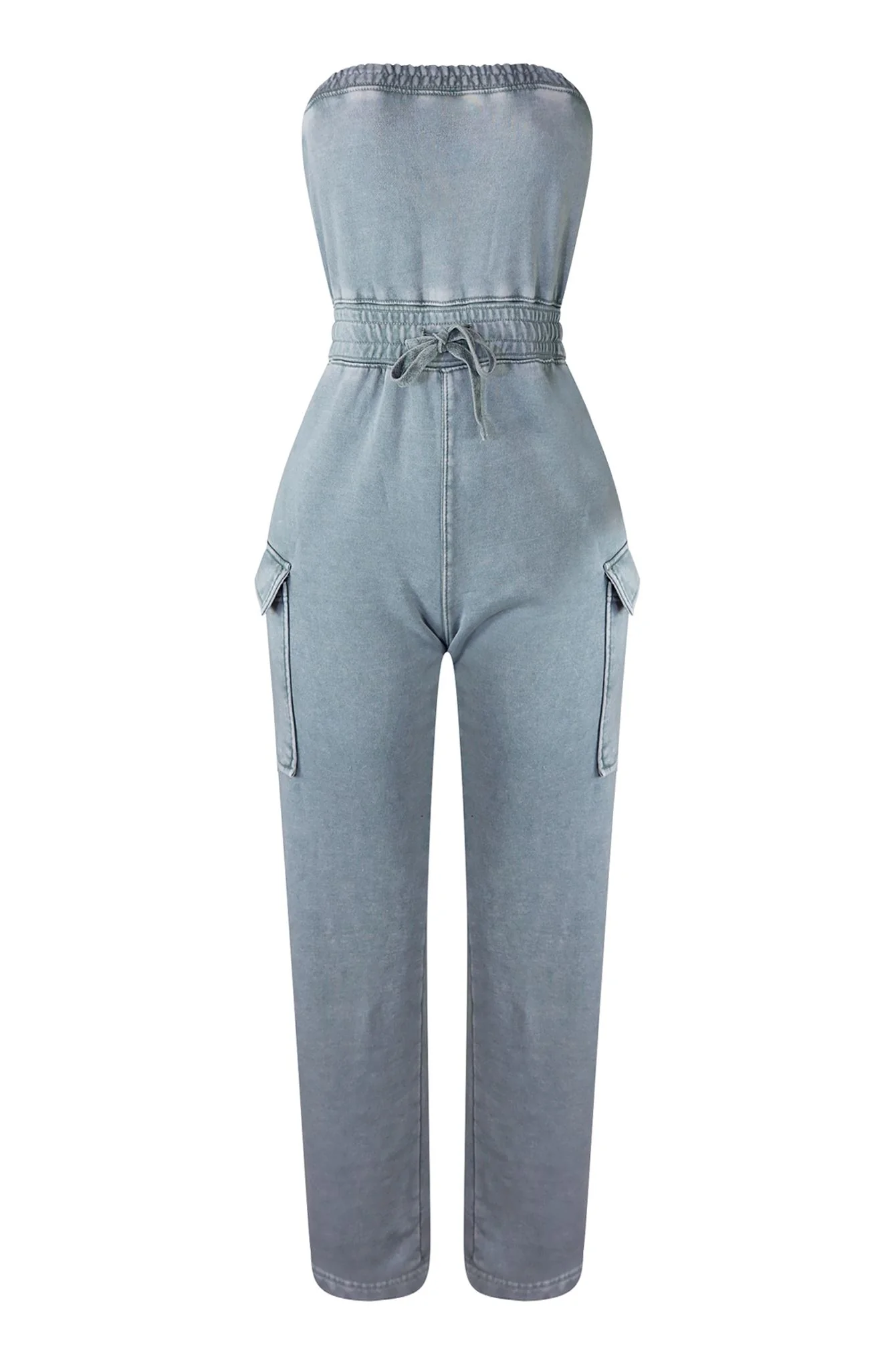 Good Vibes Mineral Washed Strapless Jumpsuit - Image 3
