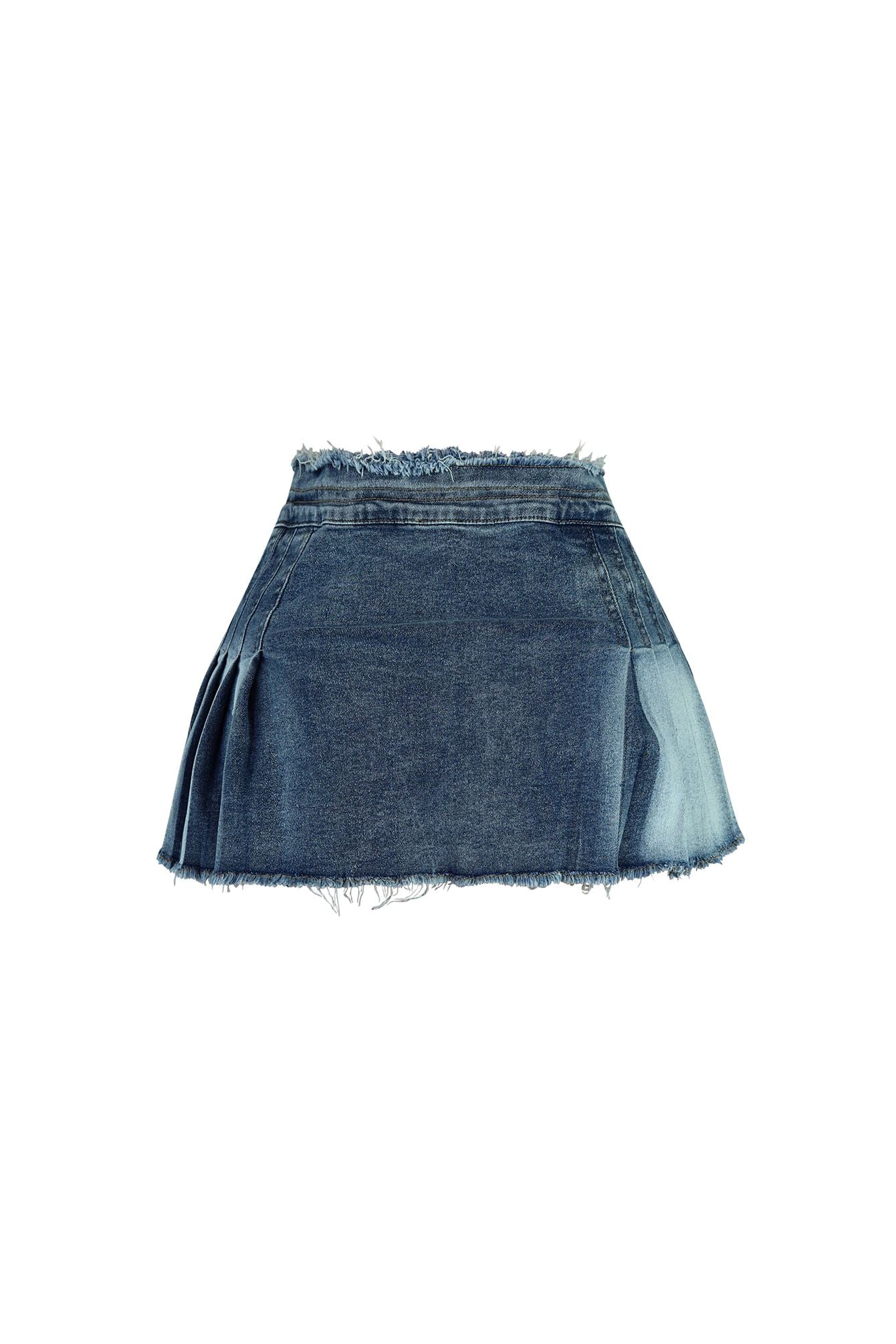 Got Me Good Washed Belted Pleated Mini Skirt - Image 3