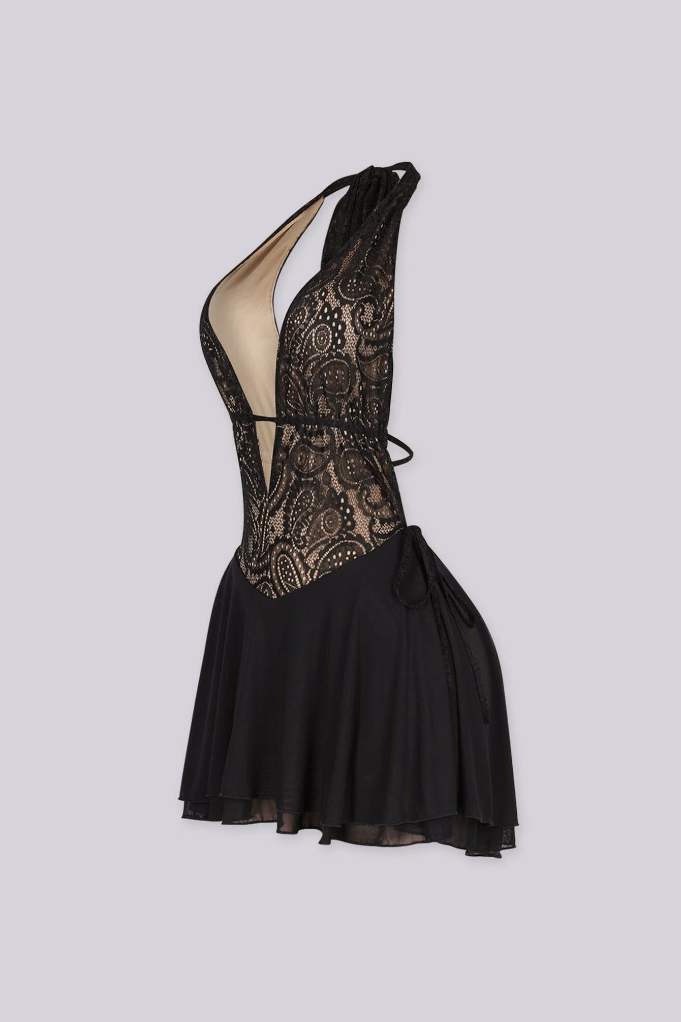 Goth Lace Halter Mini Dress - Image 3